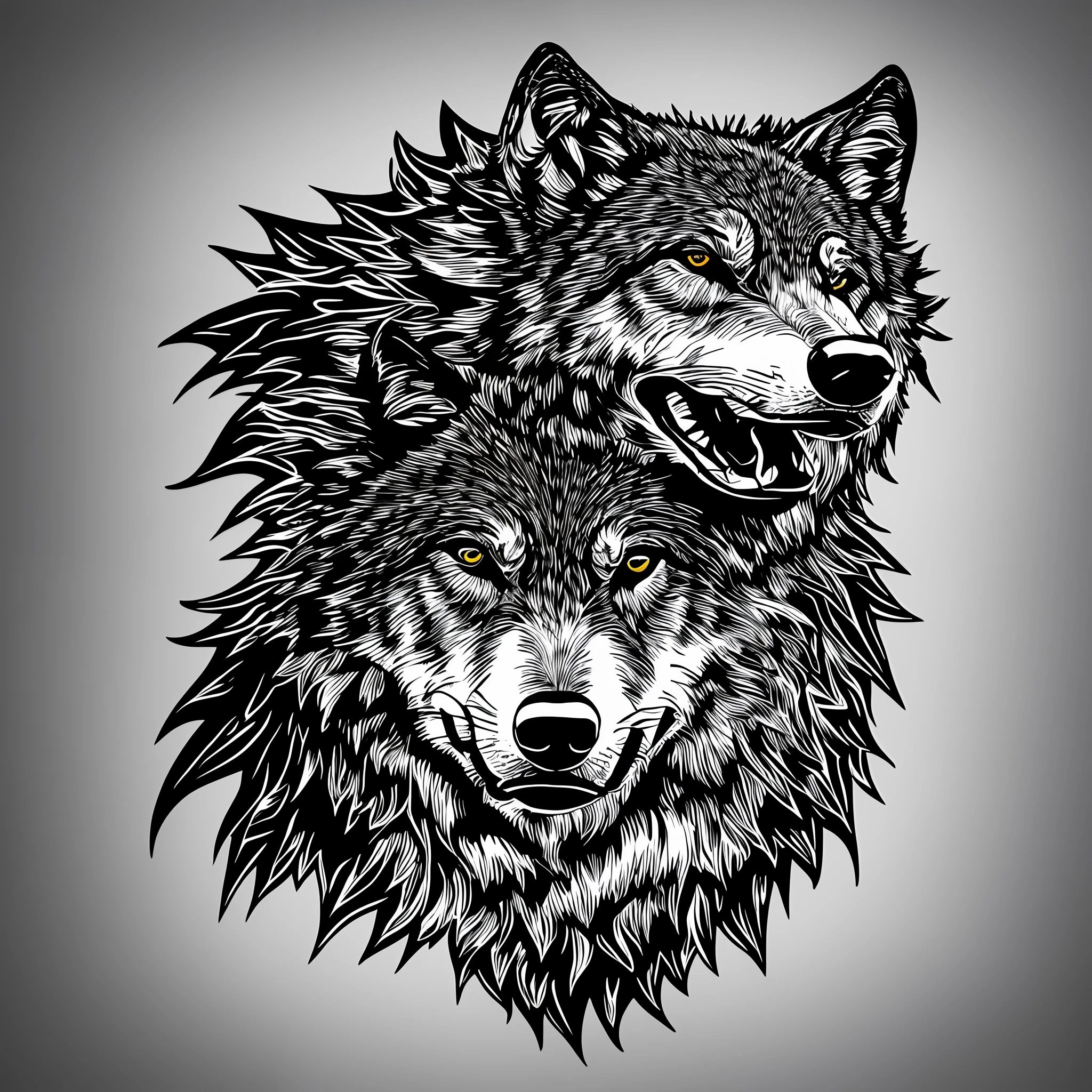 （Detailed and realistic），（minimal style，Graphic design，with black background），（Small size），Logo design，（Wolf head），（Simple and clean）