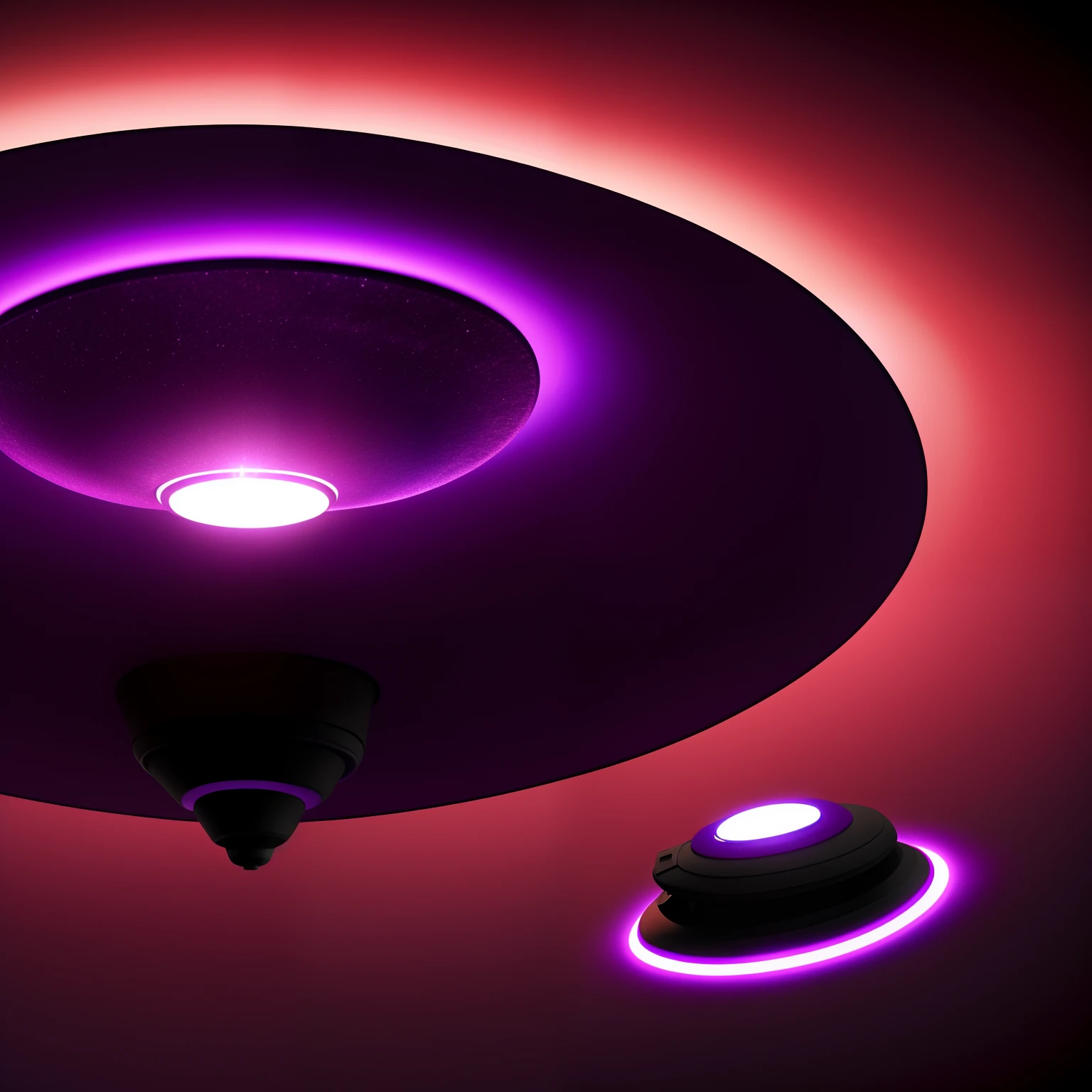 Purple flying saucer with lights, concept art, 4k