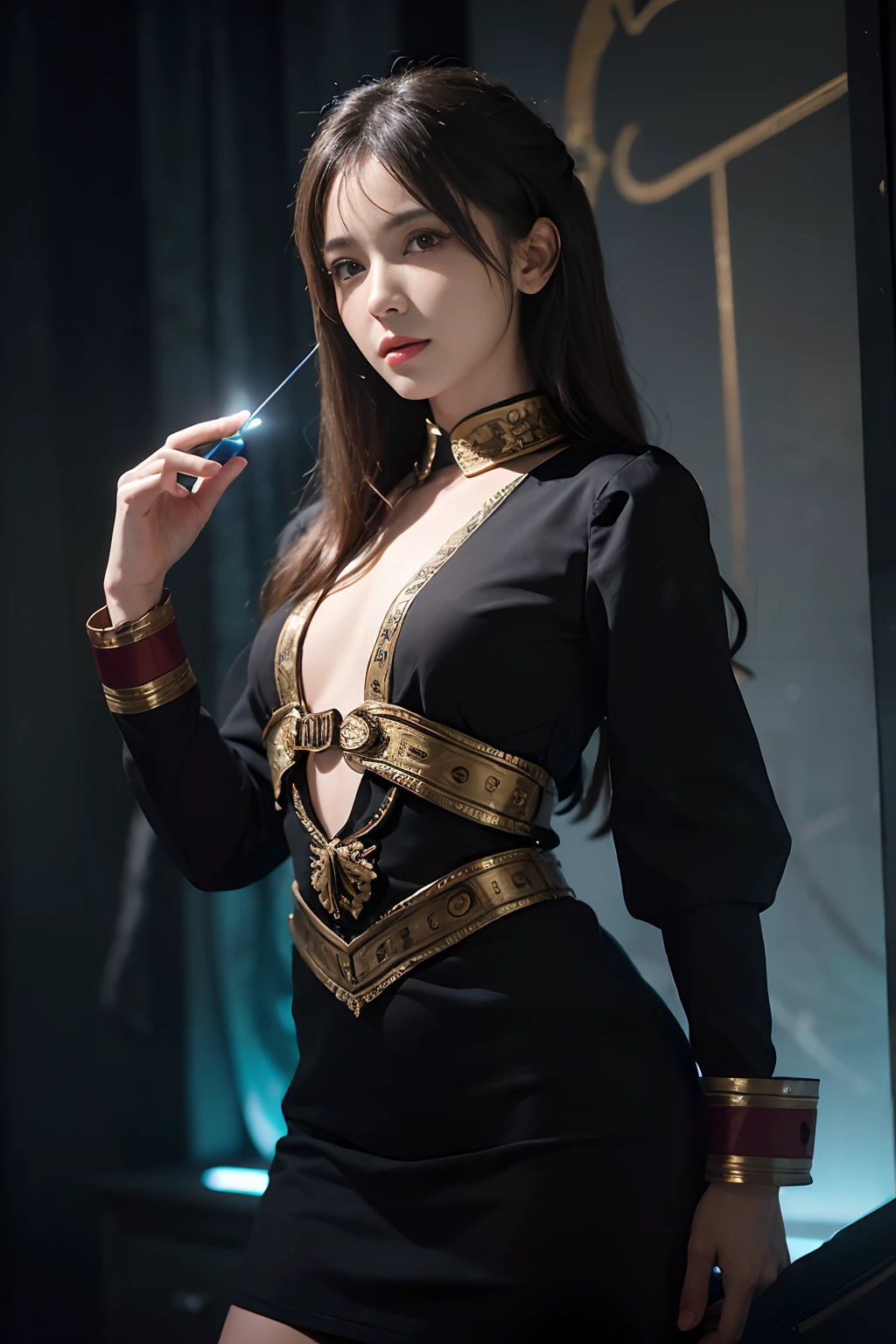 (Front focus),(in the darkness nigth:1.6),Surrealist portraits of women by David Hockney and Alphonse Mucha,Fantasyart,photographrealistic,动态照明,art stations,poster for,Volumetriclighting,Very detailed faces,4 k'',Award-winning transparent black dress,Reveal the belly with fine embroidery and fine jewelry , 1girll, In the dark, deepshadow, low tune, Cowboy shot,(official clothes:1.4),long whitr hair,whaite hair,