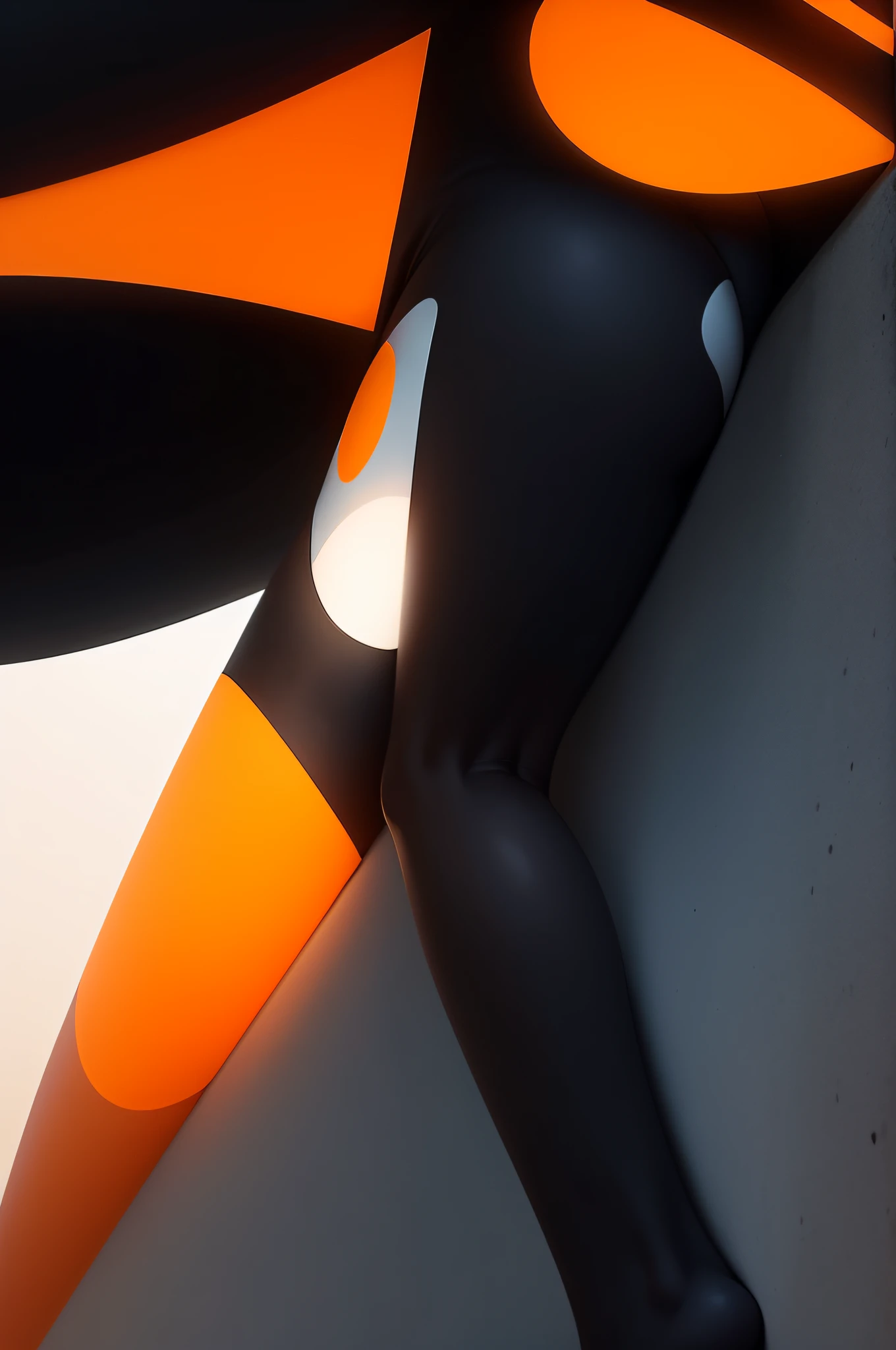 art by、Simple lines、dichroic(orange and black/1:1)、Background white、Contemporary art、Julian Opie's style、Elements of Royliechtenstein、Blocker Color、abstract paintings、People don't draw、beauty legs、I don't draw people