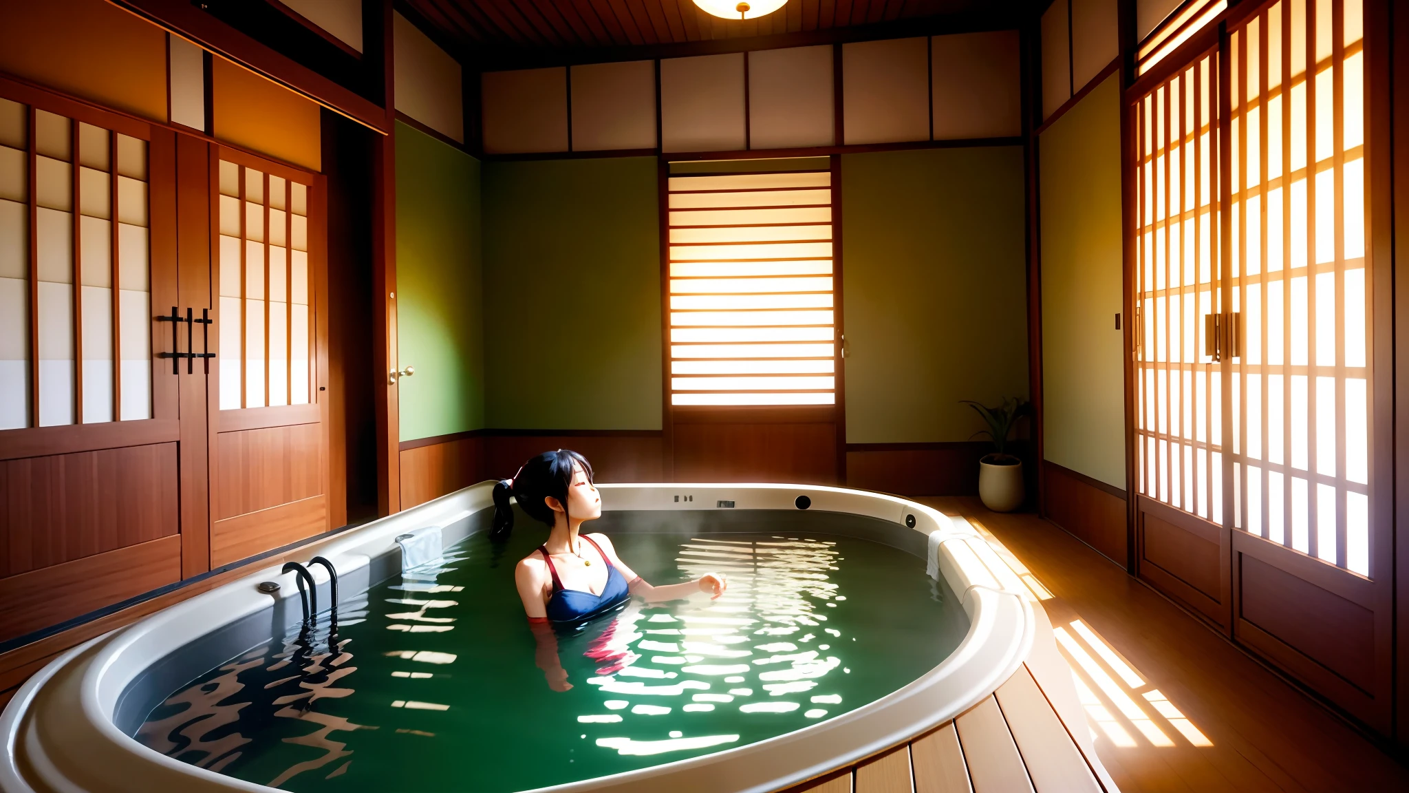 inside in room,yae miko,Bathing