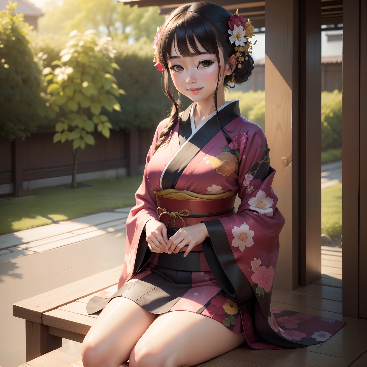 masterpiece, highres, best quality, 1girl solo, kamisato_ayaka, smile, kimono