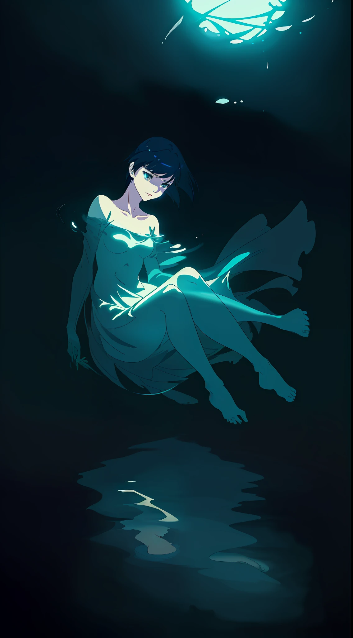 painting of a woman floating in the water, romanticism lain, cinematic lain fractal lain, studio glibly makoto shinkai, anime. by makoto shinkai, brave. by makoto shinkai, style of makoto shinkai, ( ( makoto shinkai ) ), by Makoto Shinkai, by makoto shinkai