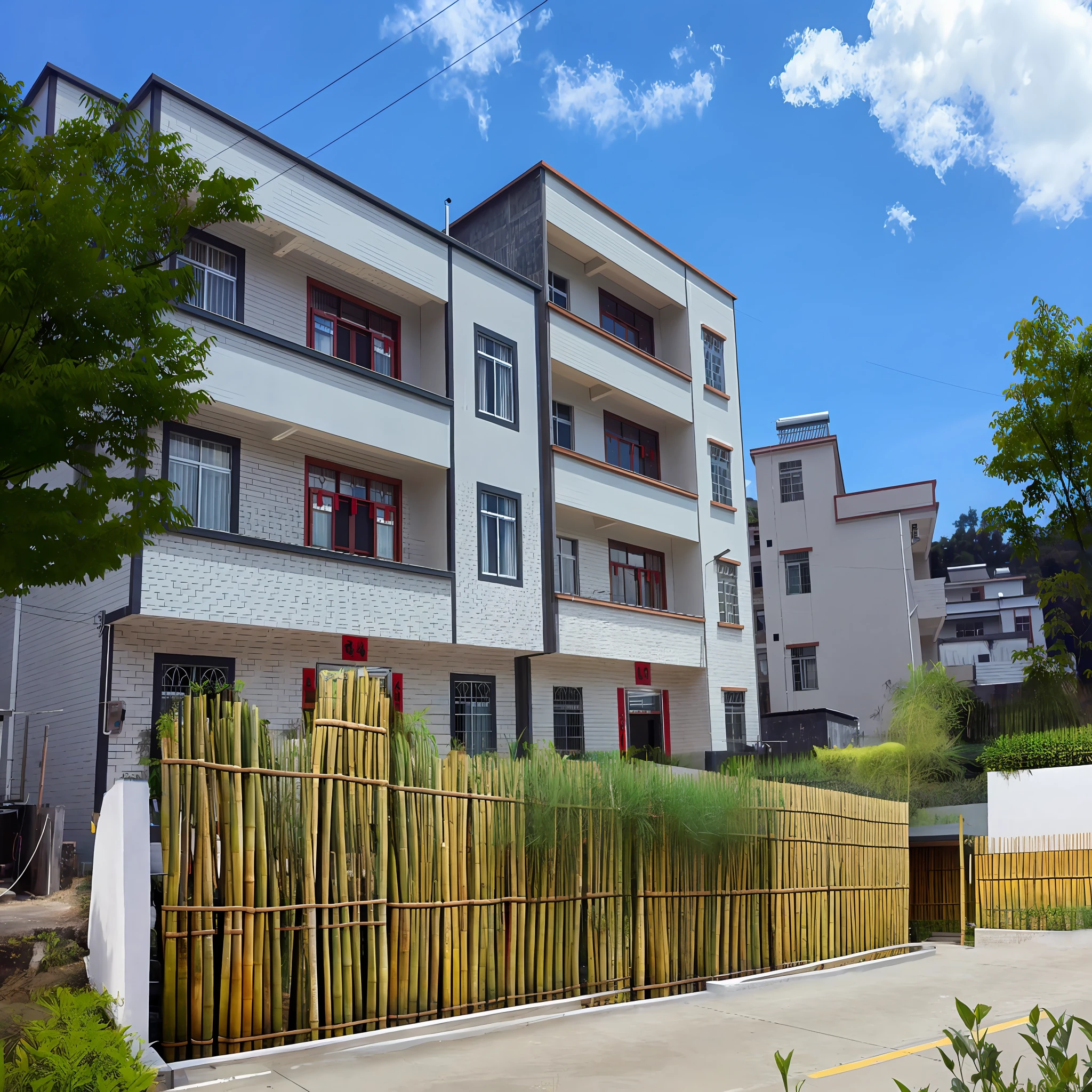 vegetable garden，Bamboo fence，bamboos，Scenic wall，Countryside wall，