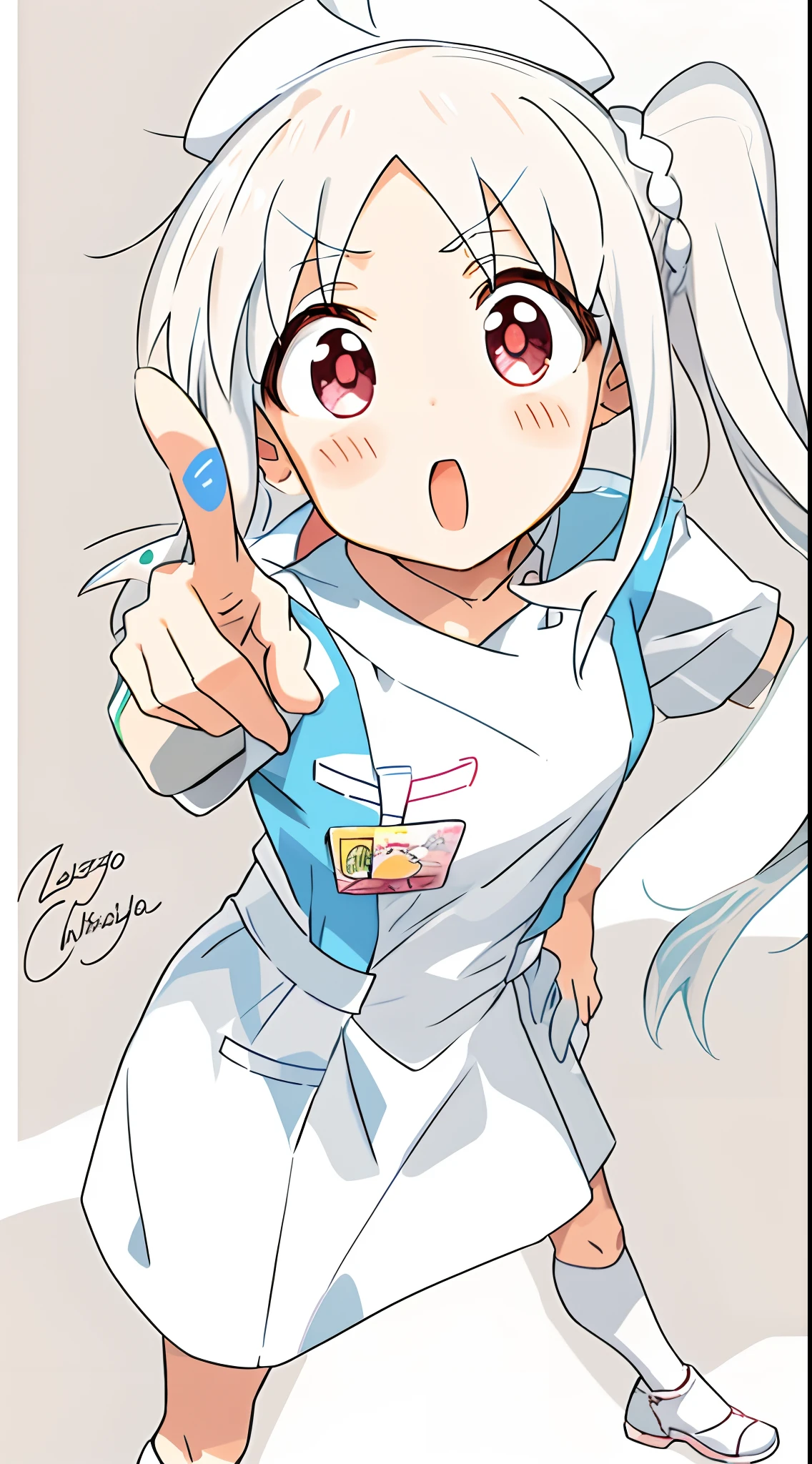 Anime characters with long ponytails and white dresses, with index finger, umaru-chan, cheerfulness!!!, Pisif, at pixiv, nurse girl, yuruyuri, twintails white_mitts, zerochan, ecchi anime style, Highest rated on Pisif, chiho, negao, kyoani, the wallpaper!, anime big breast!!, anime big breast!!!!!!!!!!!!!!!