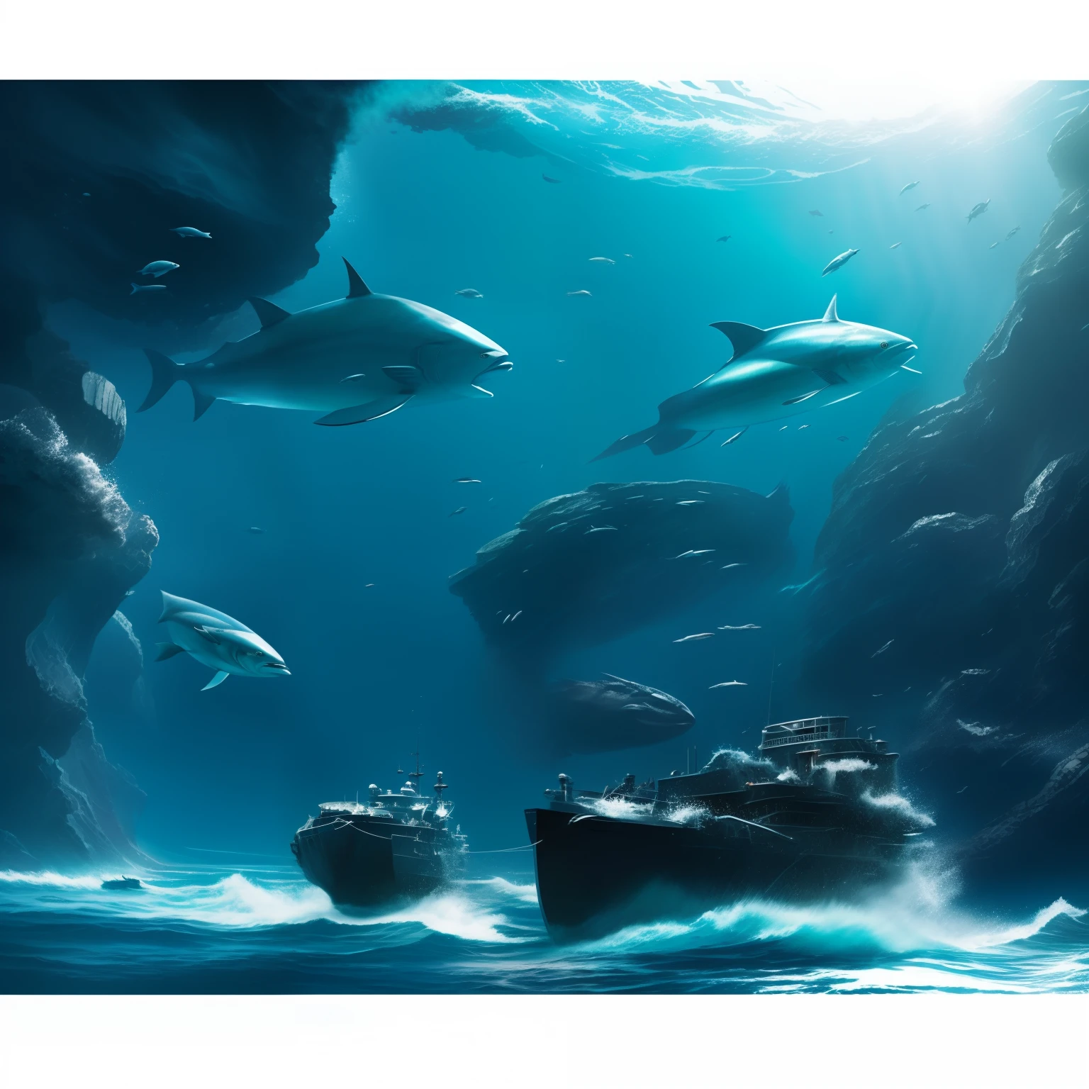 The deep blue sea, concept art, 4k