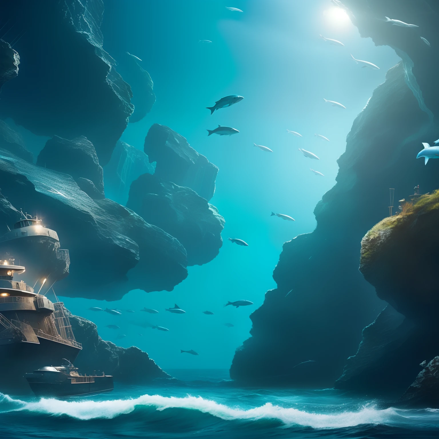 The deep blue sea, concept art, 4k