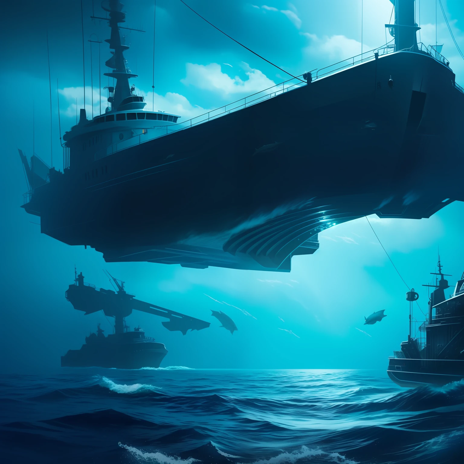 The deep blue sea, concept art, 4k