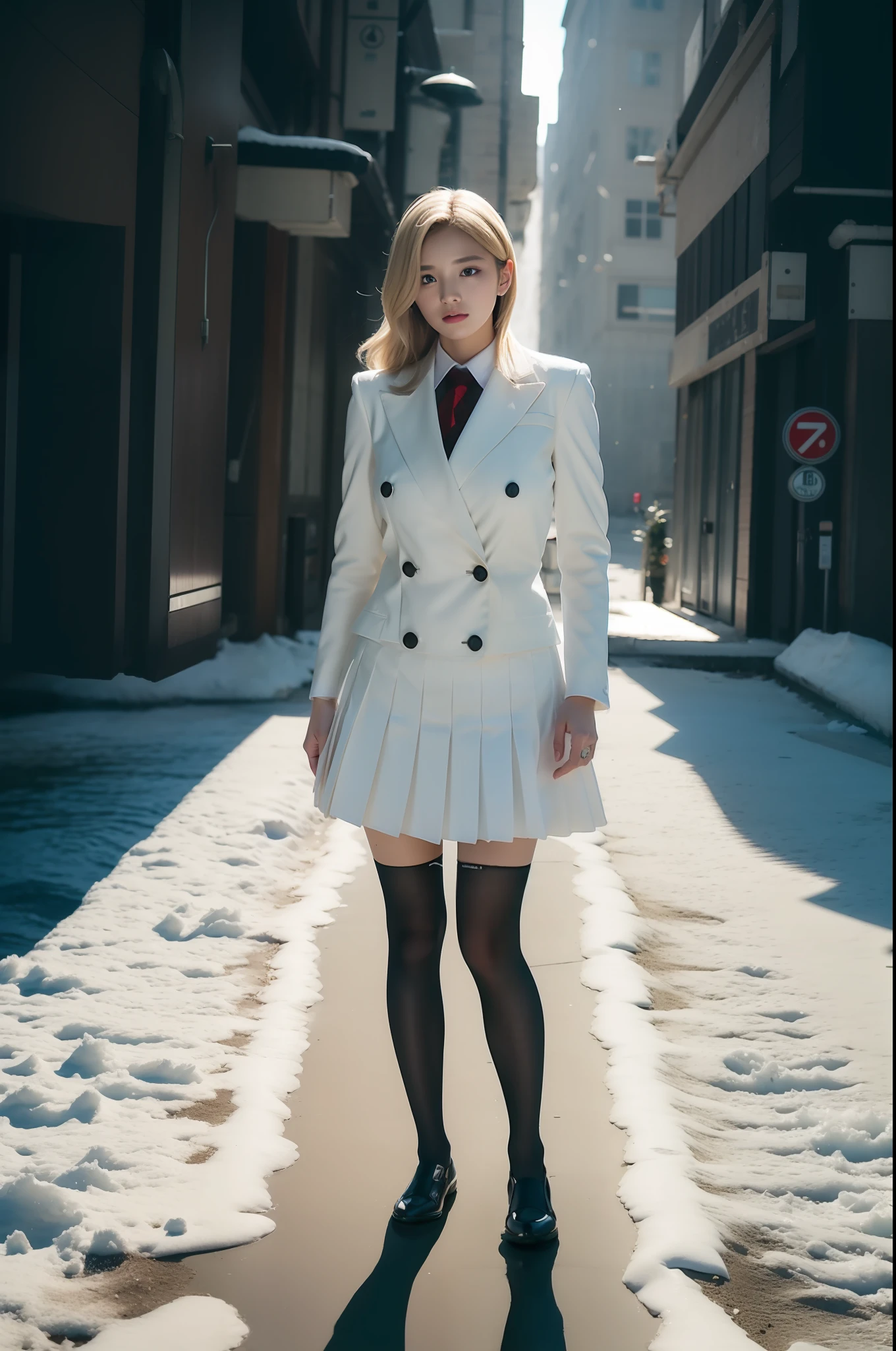Set skirt white pleated skirt