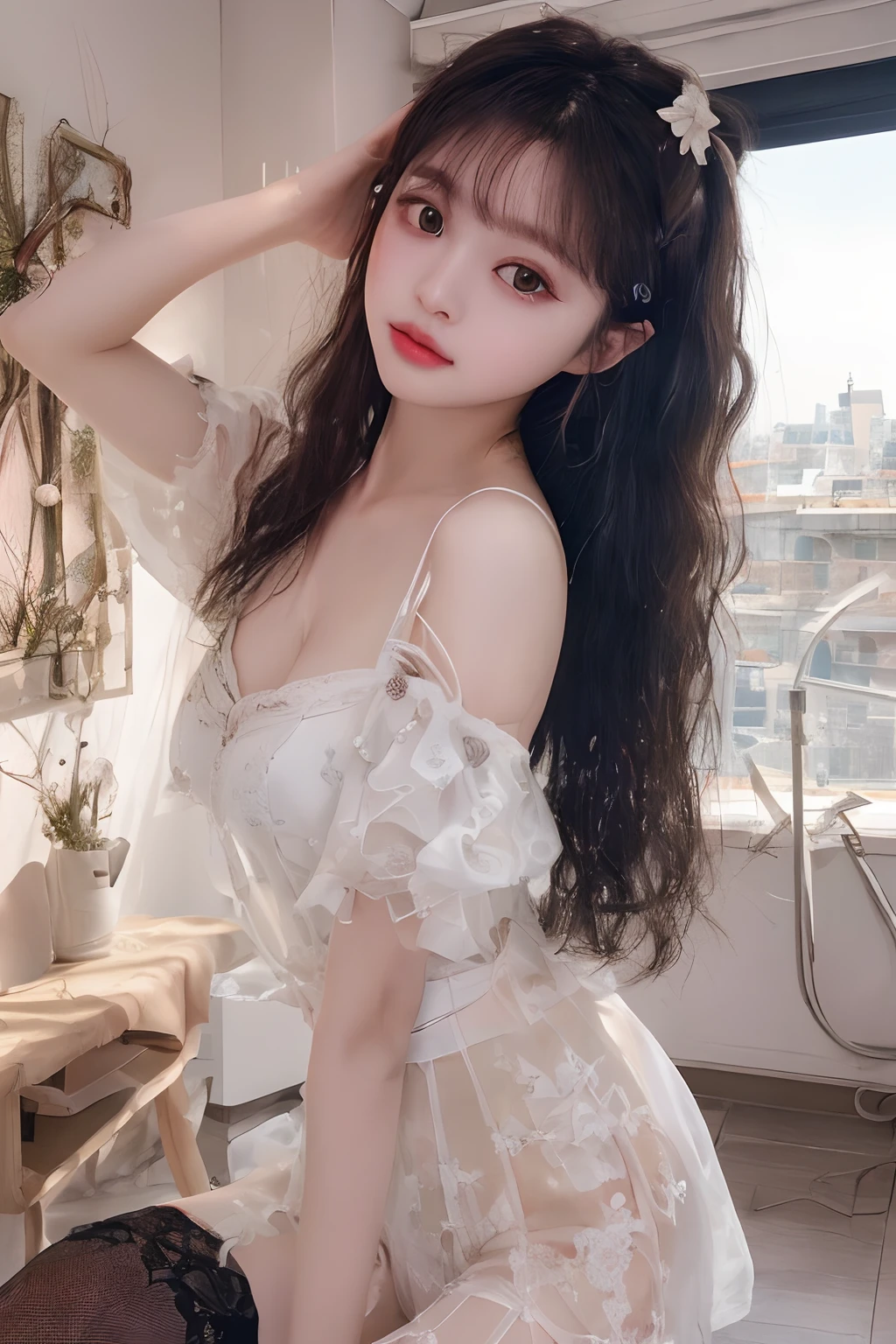 Head, complex 3d rendering super detailed, 1girl, (nsfw), looking at viewer, (PureErosFace_V1: 0.6), 18 years old, black ponytail, wet hair, (except white panties: 1.2), pure, real skin, Huge breasts, pure pink, vibrant details, surreal, beautiful backgrounds (room: 1.2), octane rendering, 8k, best quality, masterpiece, very delicate and beautiful, very detailed, CG, unity , Wallpapers, (Realistic, Realistic: 1.37), Stunning, Fine Details, Masterpiece, Best Quality, Official Art, Very Detailed CG Unity 8k Wallpapers,