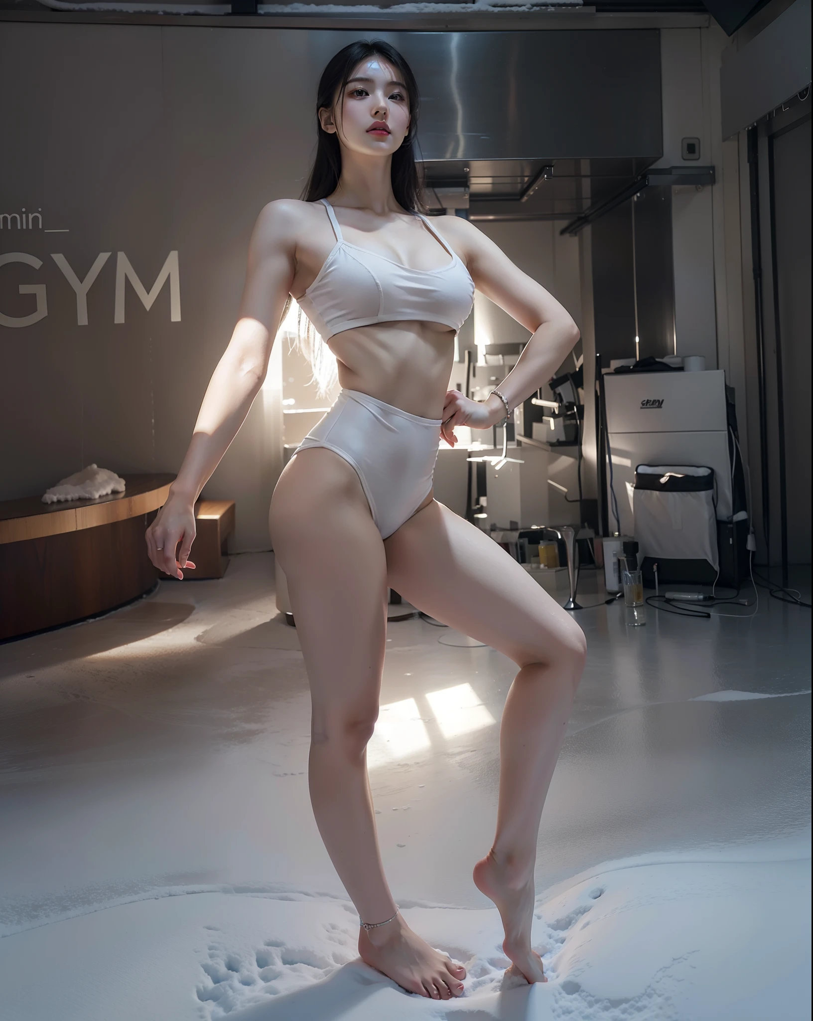 Snow-white skin,There are abs,A plump chest,比基尼