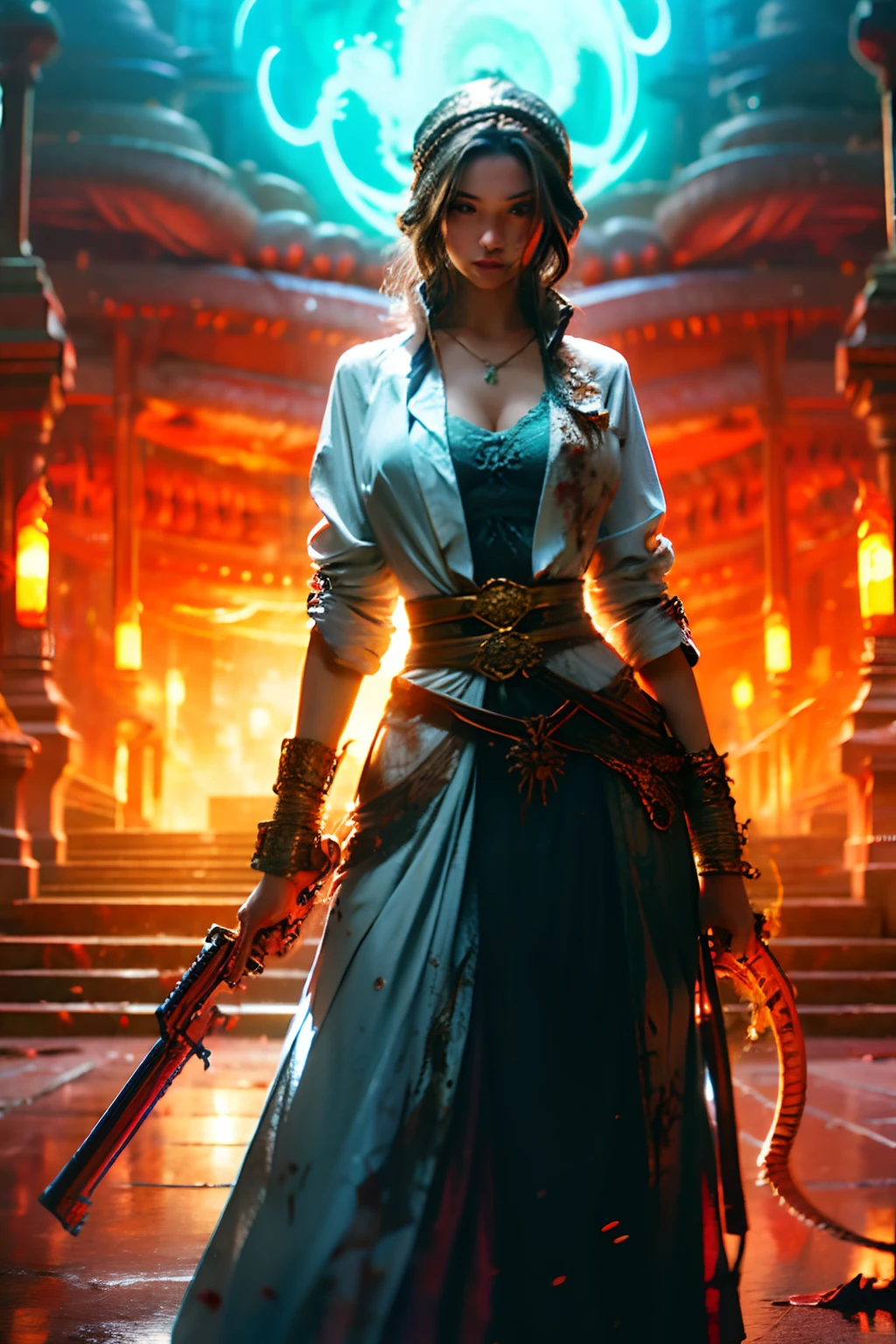 Firearms,quadratic element,Lori huge breasts cleavage,a beauty girl,Sick,Cthulhu,ants,serpent,blood vess,catss,doggy,blue colors --auto