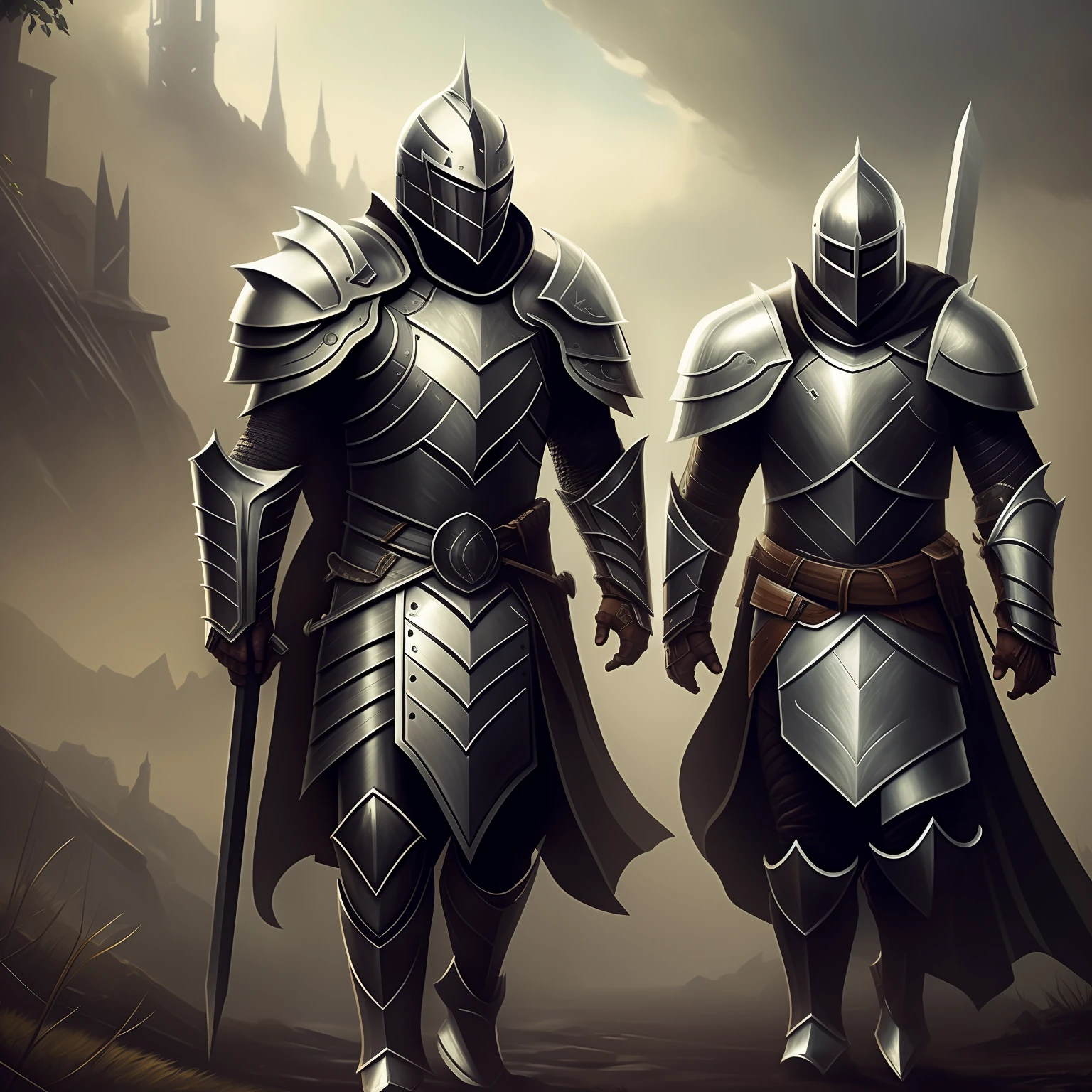 Knights in armor, concept art, 4k