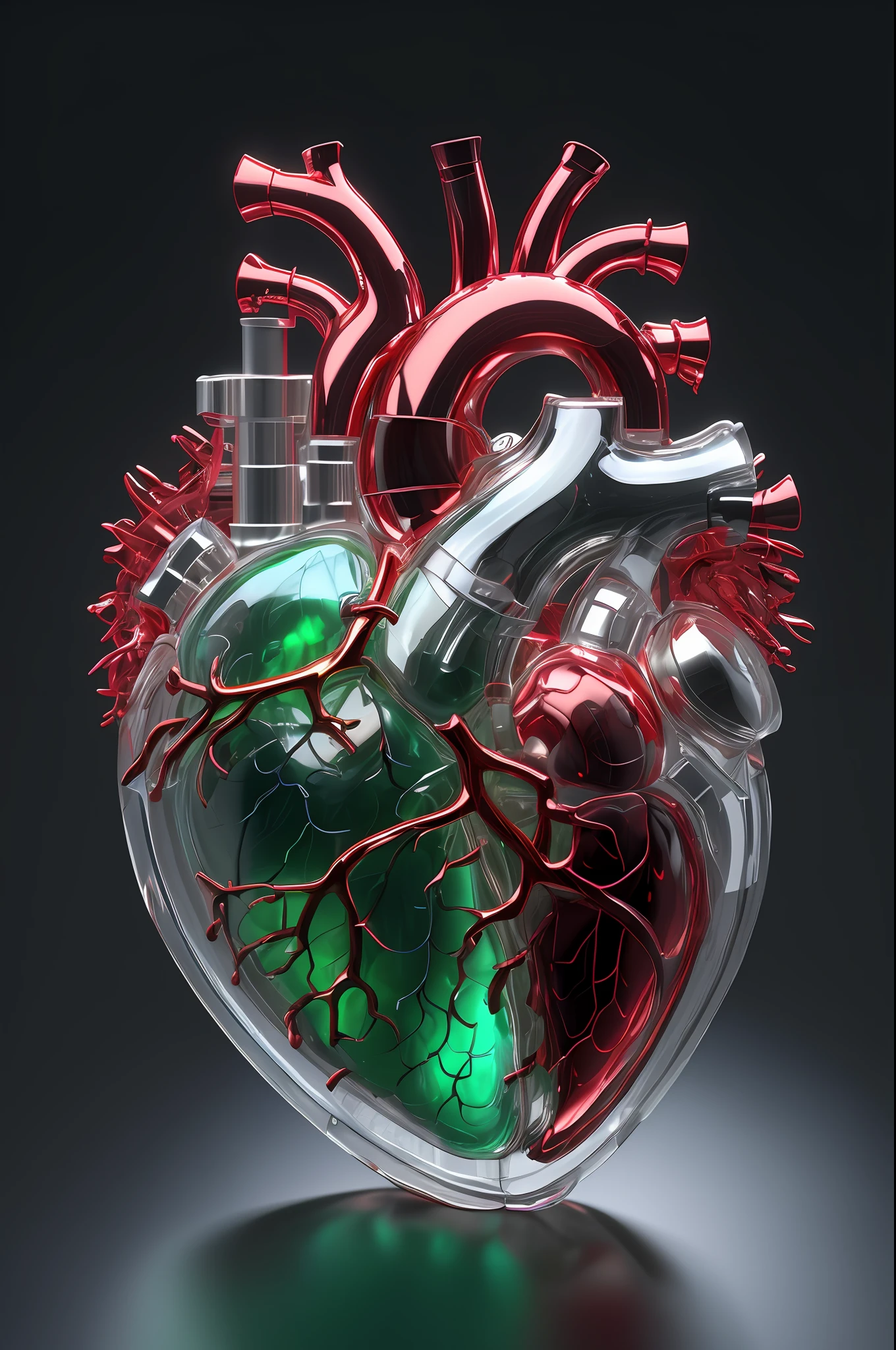 a close up of a heart with a bunch of wires attached to it, mechanical heart in center, neon heart reactor, connected to heart machines, human heart, real heart, 3d model of a human heart, heart effects, real heart!, glass sculpture of a heart, sci - fi biomechanical, anatomically correct heart, anatomical heart, rendered in keyshot