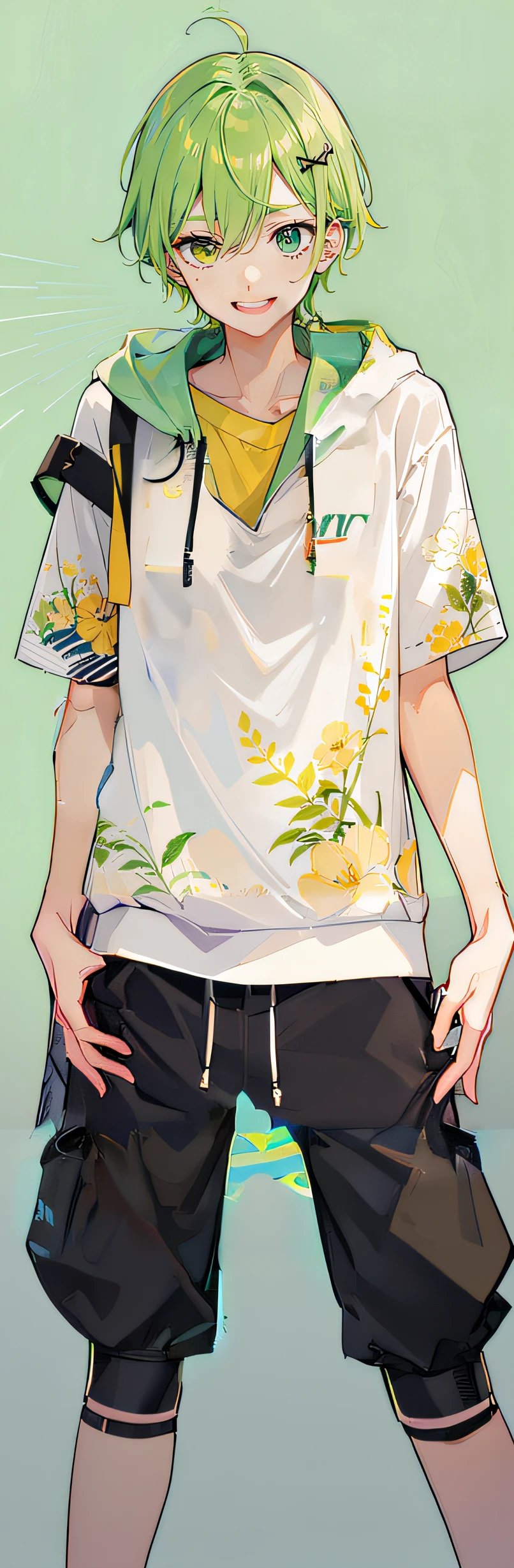 Opens mouth and laughs、Show your teeth and smile