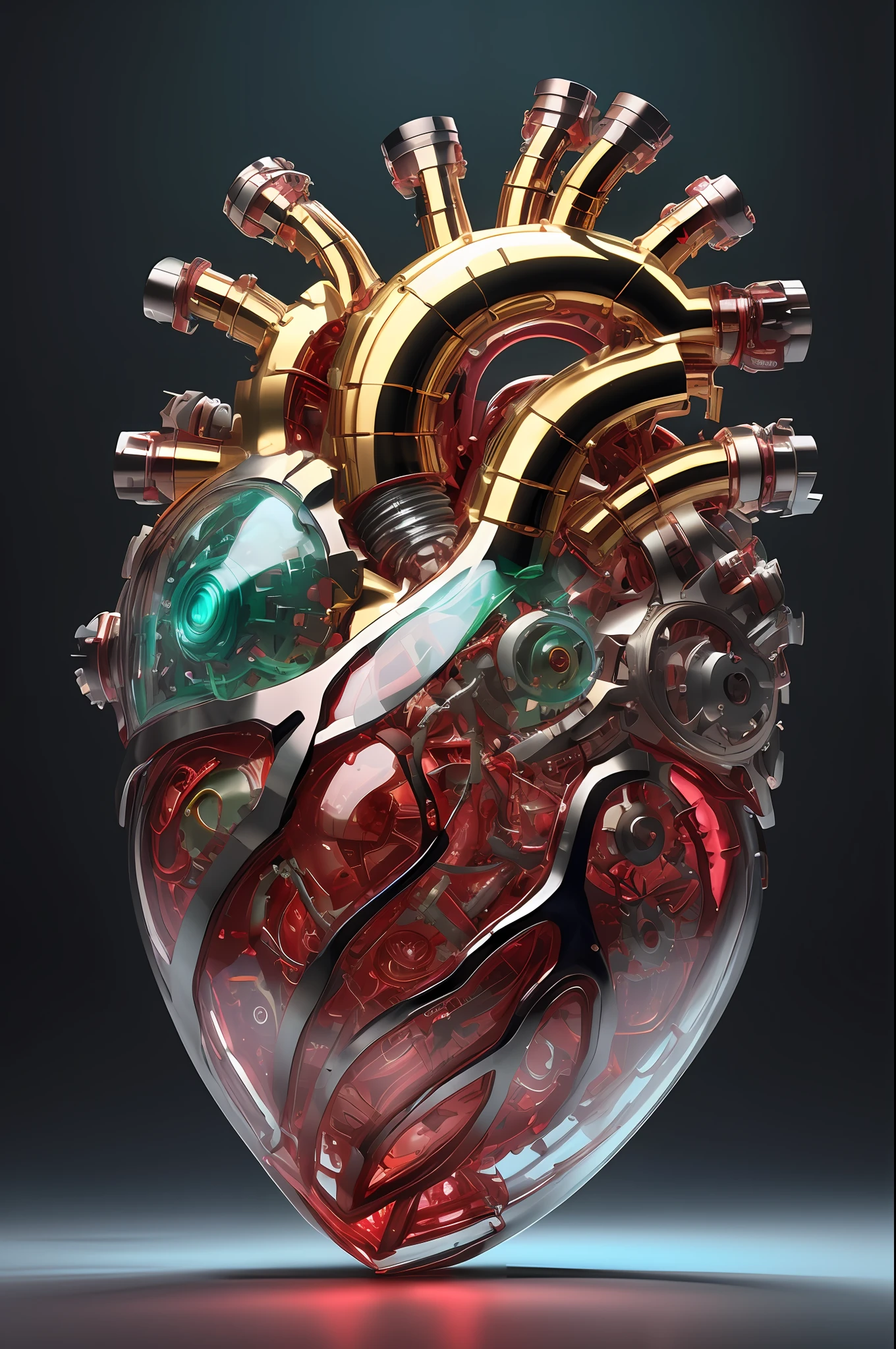 a close up of a heart with a bunch of wires attached to it, mechanical heart in center, neon heart reactor, connected to heart machines, human heart, real heart, 3d model of a human heart, heart effects, real heart!, glass sculpture of a heart, sci - fi biomechanical, anatomically correct heart, anatomical heart, rendered in keyshot