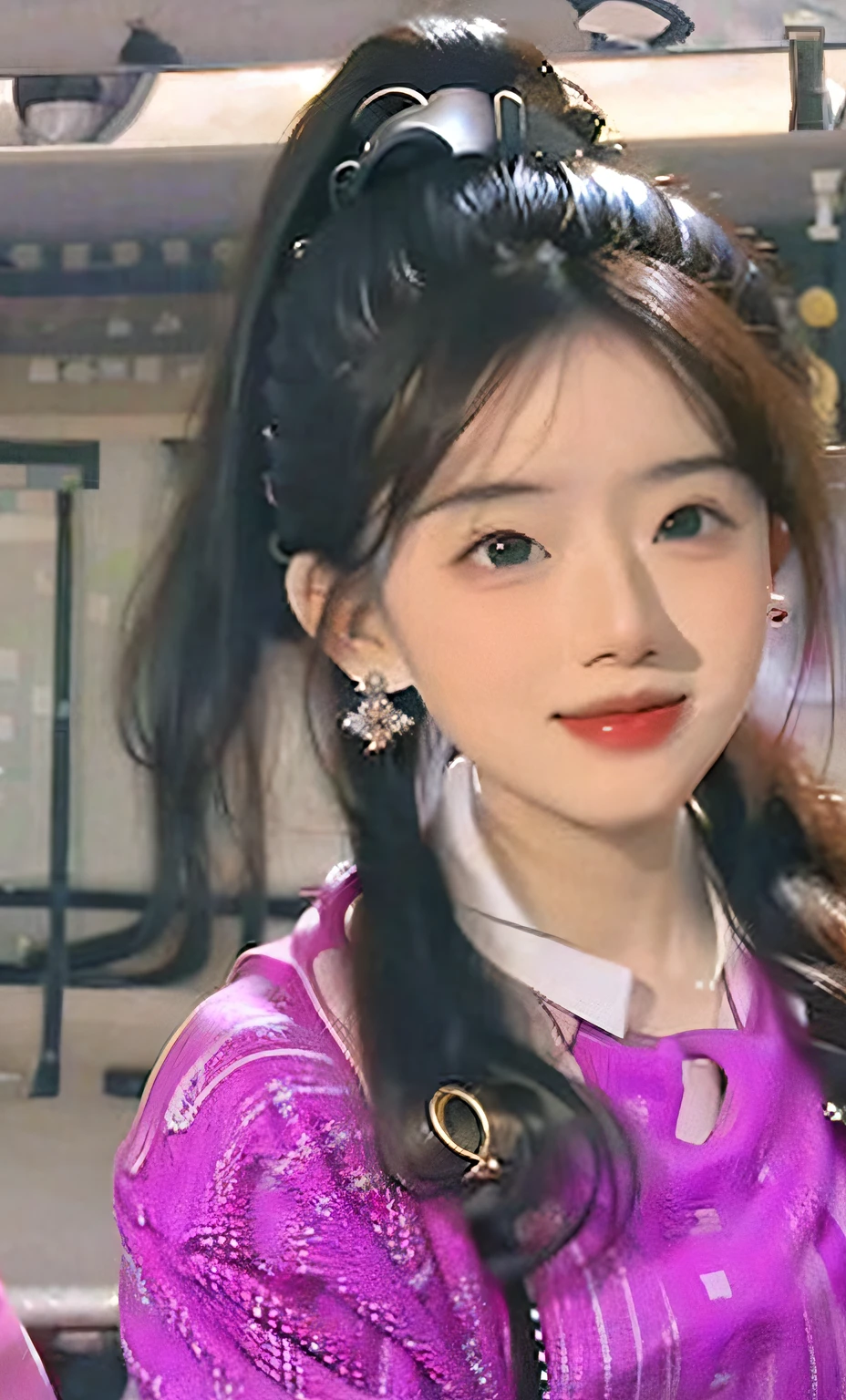 (8k, RAW photo, photorealistic:1.25), ( Lip gloss.), Eyelashes, gloss-face, shiny glossy skin, Bestquality, Ultra High Res, depth of view, chromatic abberation, Wide light, Naturally shadow, Kpop idol) watched the audience with goddess-like happiness, hair bobbles, snowflake hair ornament, ear blush, hair over shoulder, short ponytail, mole under eye, crescent earrings, seductive smile, grin, Caustics, Surrealism, drop shadow, anaglyph, stereogram, pov, ray tracing, cinematic lighting, 8k, super detail, ccurate, best quality, high details, ccurate, masterpiece, highres