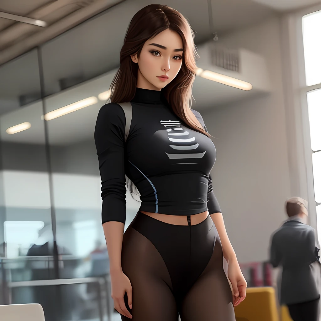 (8K)Sexy beauty in black tights,The clothes fit tightly to the body