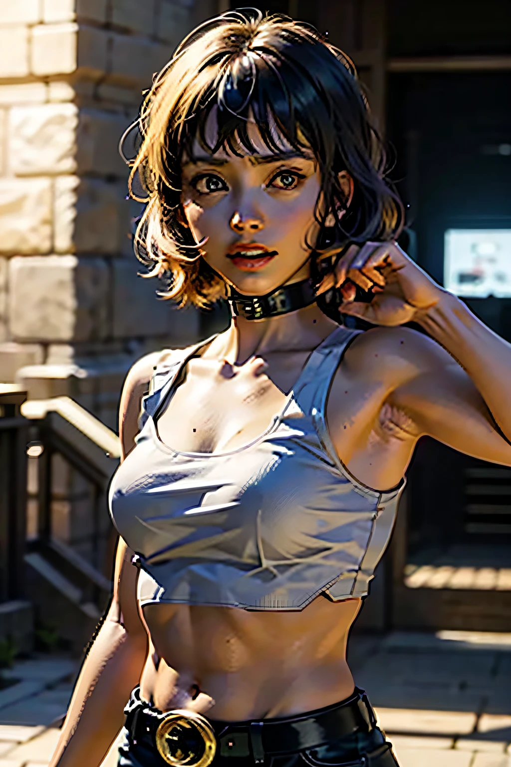 (masterpiece), (best quality), realistic, cinematic light, Hinata from Naruto, cool pose, battlefield background, perfect body, white eyes, white bobcut hair