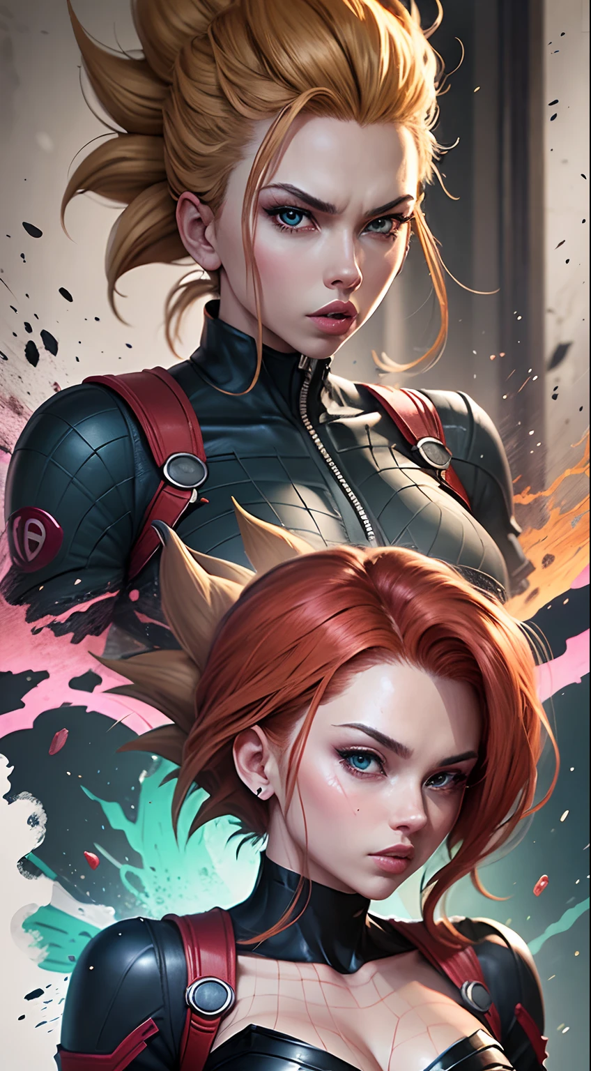 Scarlett Johansson as Blackwidow consists of - Art - O - Dragon, hand drawn, pencil ink, Vegeta, with Vegeta hair, Prince Vegeta, Dragon Ball Art Style, Wild Spike Black Saiyan Hair, Akira Toriyama style, Dragon Ball concept art, inspired by Seki Toriyama, Dragon Ball style, HD artwork, character Dragon Ball, Dragon Ball Z style