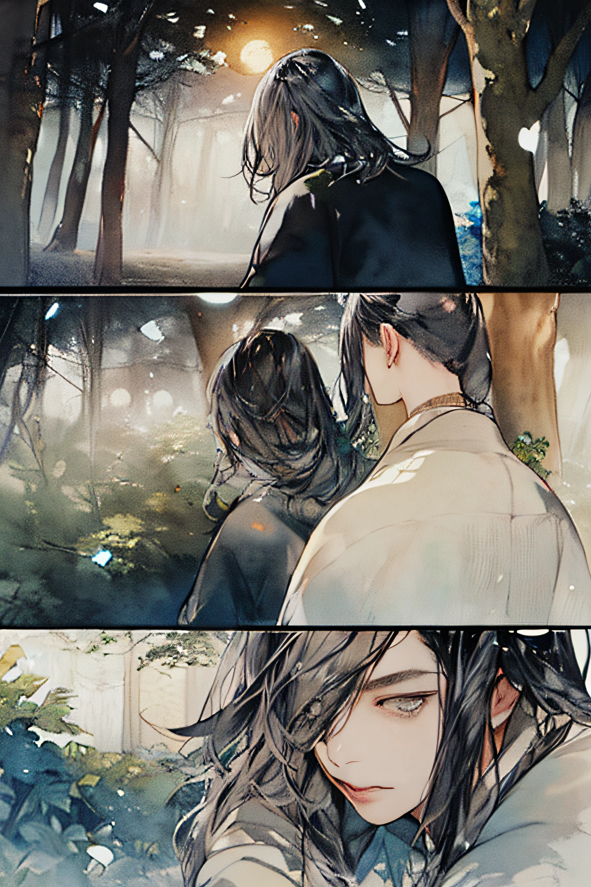 (watercolor paiting:1.2), Looks Back、look up to