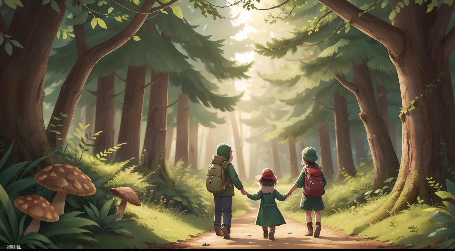 Forest Walk Adventure:
Capture a tranquil forest path where Bohannah and her children explore. They collect pinecones, admire mushrooms, and cherish the connection to nature.