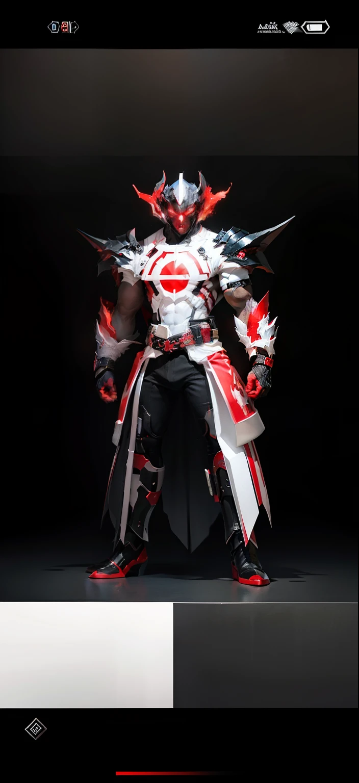 The black areas of the whole body turn blood red,The white area turns black,The arm color and belt are unchanged