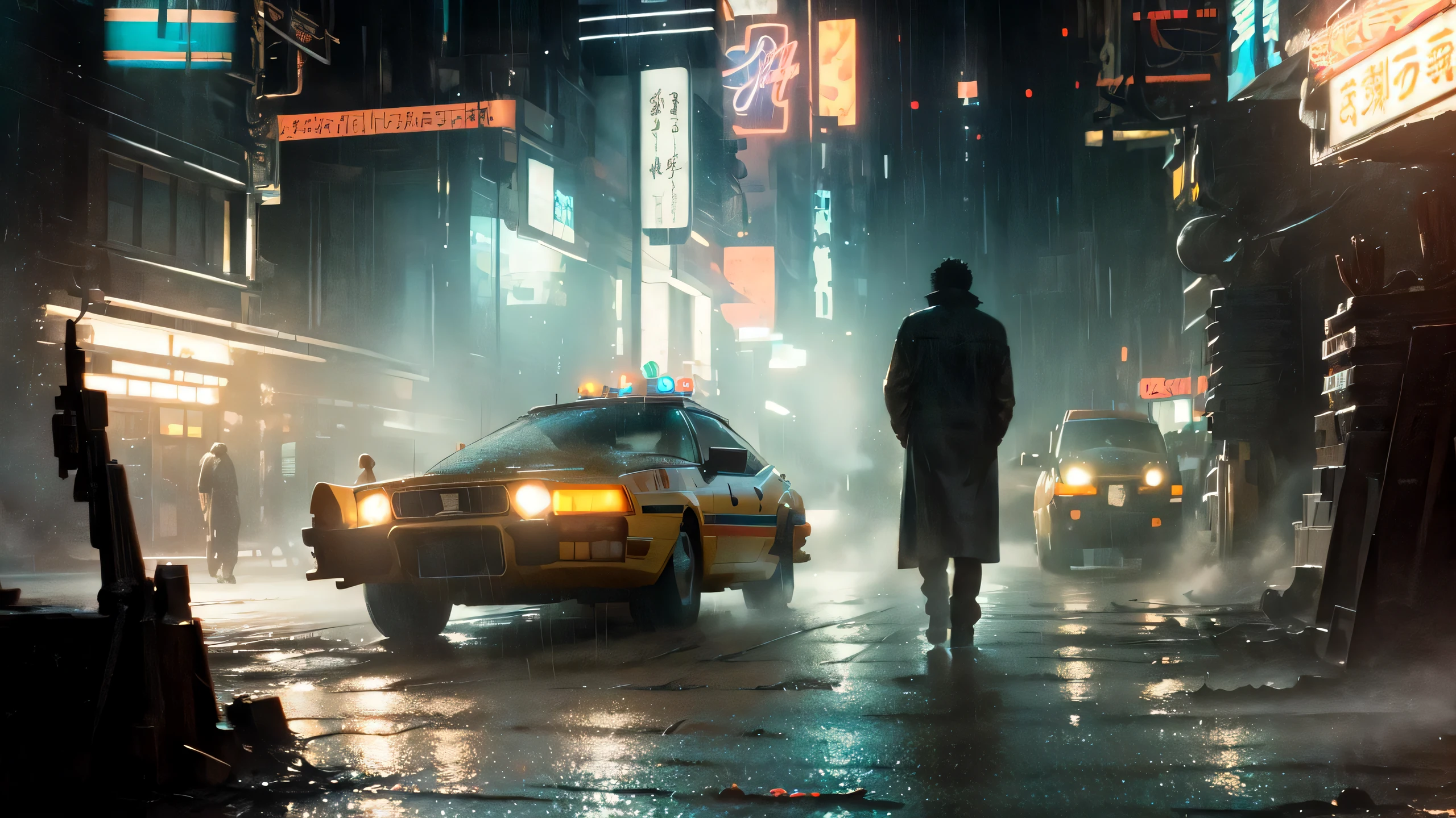 ((Best quality)), ((masterpiece)), (highly detailed:1.3), cyberpunk noodle bar at night in the rain,city, cinematic, inspired by bladerunner, inspired by syd mead,HDR (High Dynamic Range),,Ray Tracing,NVIDIA RTX,Super-Resolution,Unreal 5,Subsurface scattering,PBR Texturing,Post-processing,Anisotropic Filtering,Depth-of-field,Maximum clarity and sharpness,Multi-layered textures,Albedo and Specular maps,Surface shading,Accurate simulation of light-material interaction,Perfect proportions,Octane Render,Two-tone lighting,Low ISO,White balance,Rule of thirds,Wide aperature,8K RAW,Efficient Sub-Pixel,sub-pixel convolution,light scattering,Tyndall effect,
