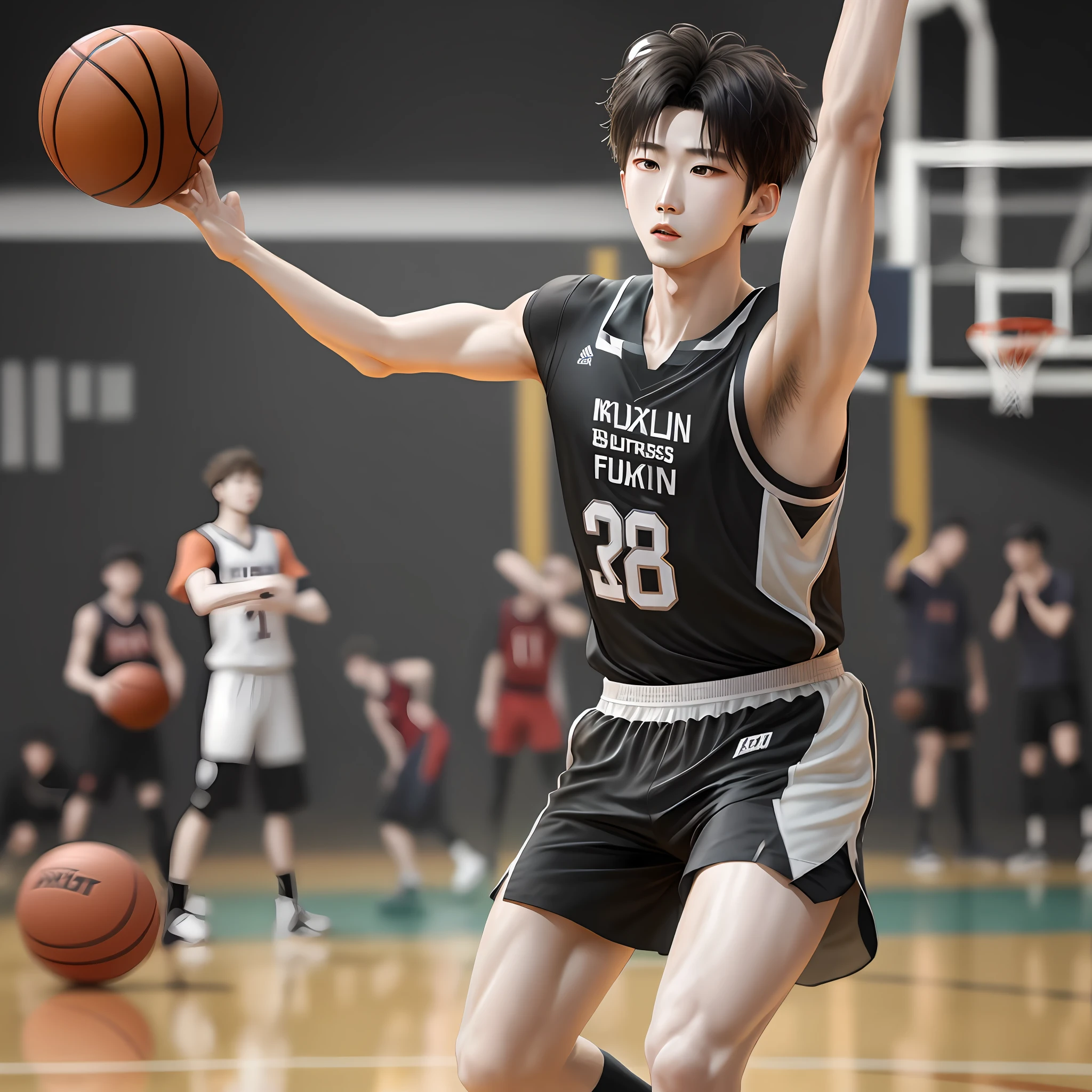 Cai Xukun plays basketball with strappy pants