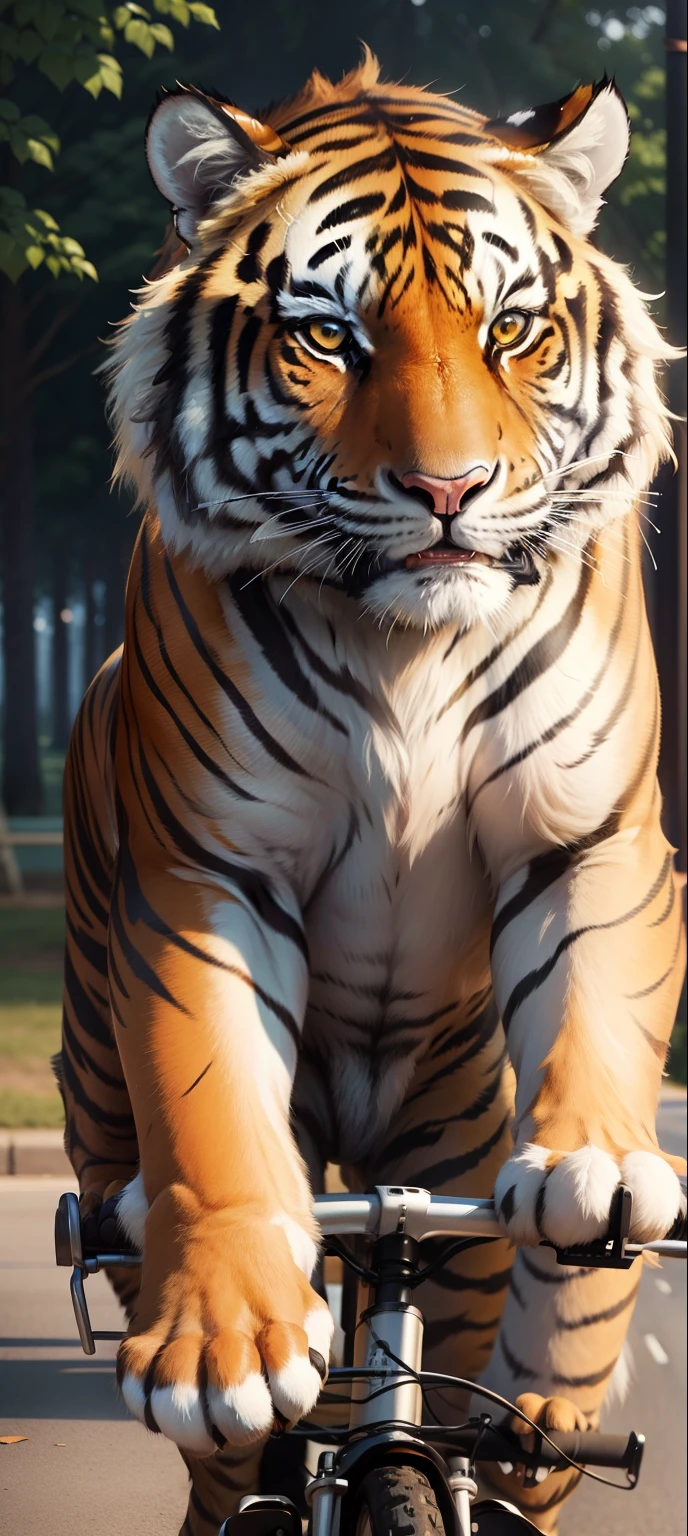 Tiger riding a bike