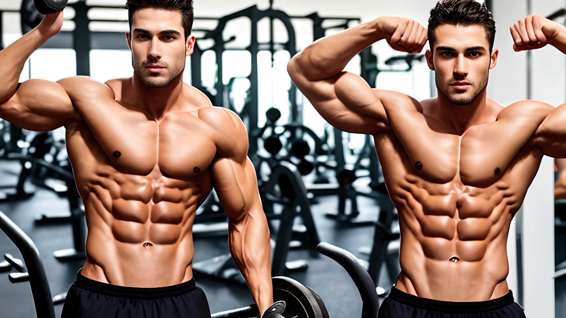 Eight-pack abs in the gym