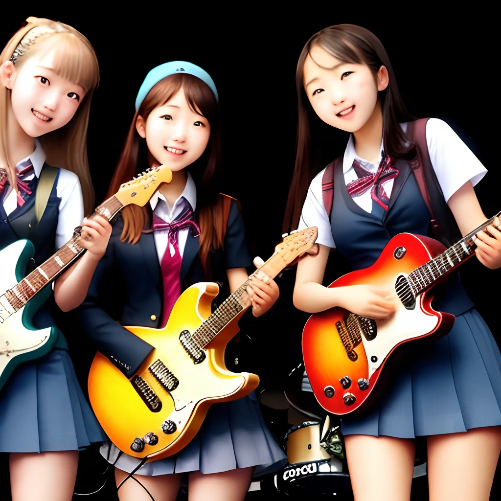 Girls guitar high school students