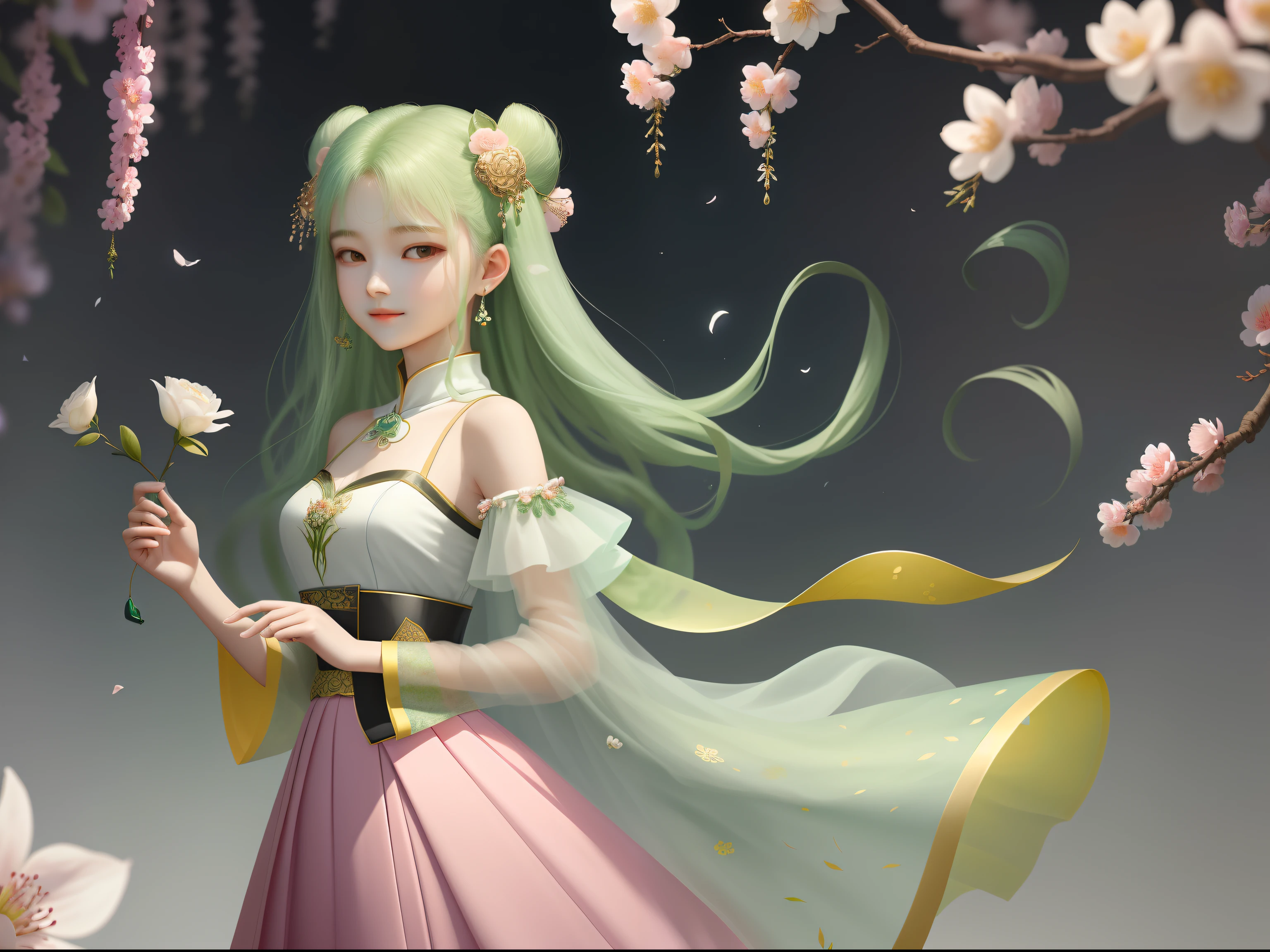 Dream Yiren
The face is like a pear blossom
Luo skirt wrapped around willow waist
Fragrant shoulder floating jade belt
Dots are like flowers
The jade body is light
Elegance between smiles
Listening to him is like a spring breeze
In a dream, After all, inside a dream, For those who choose the best in life