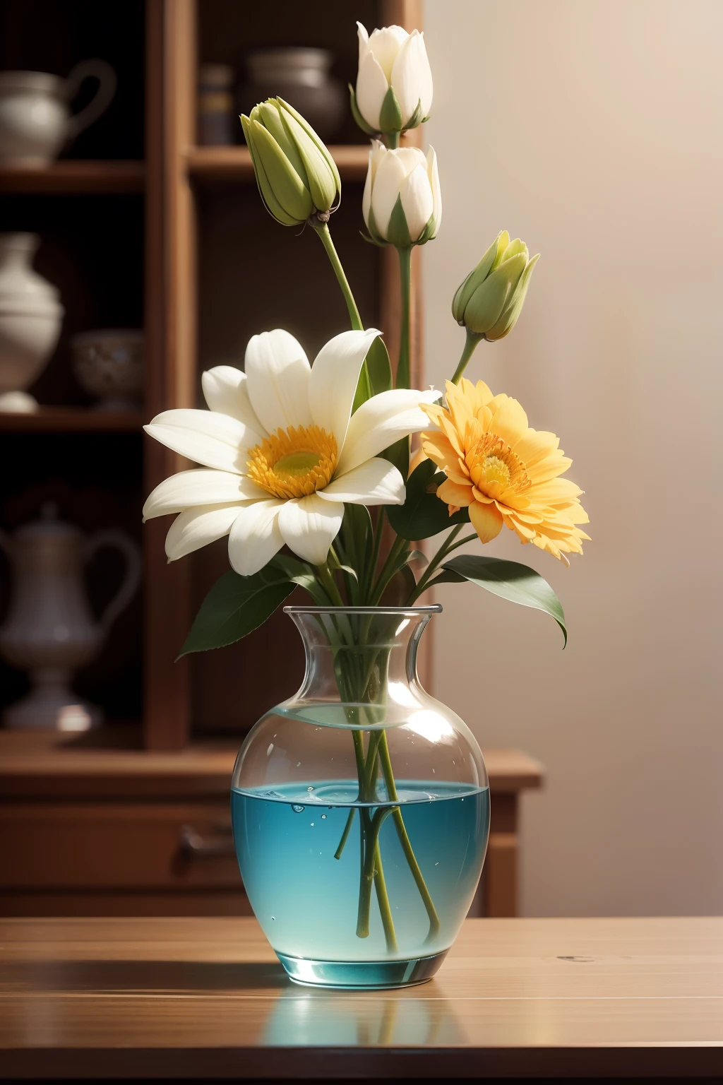 A flower is placed on a vase