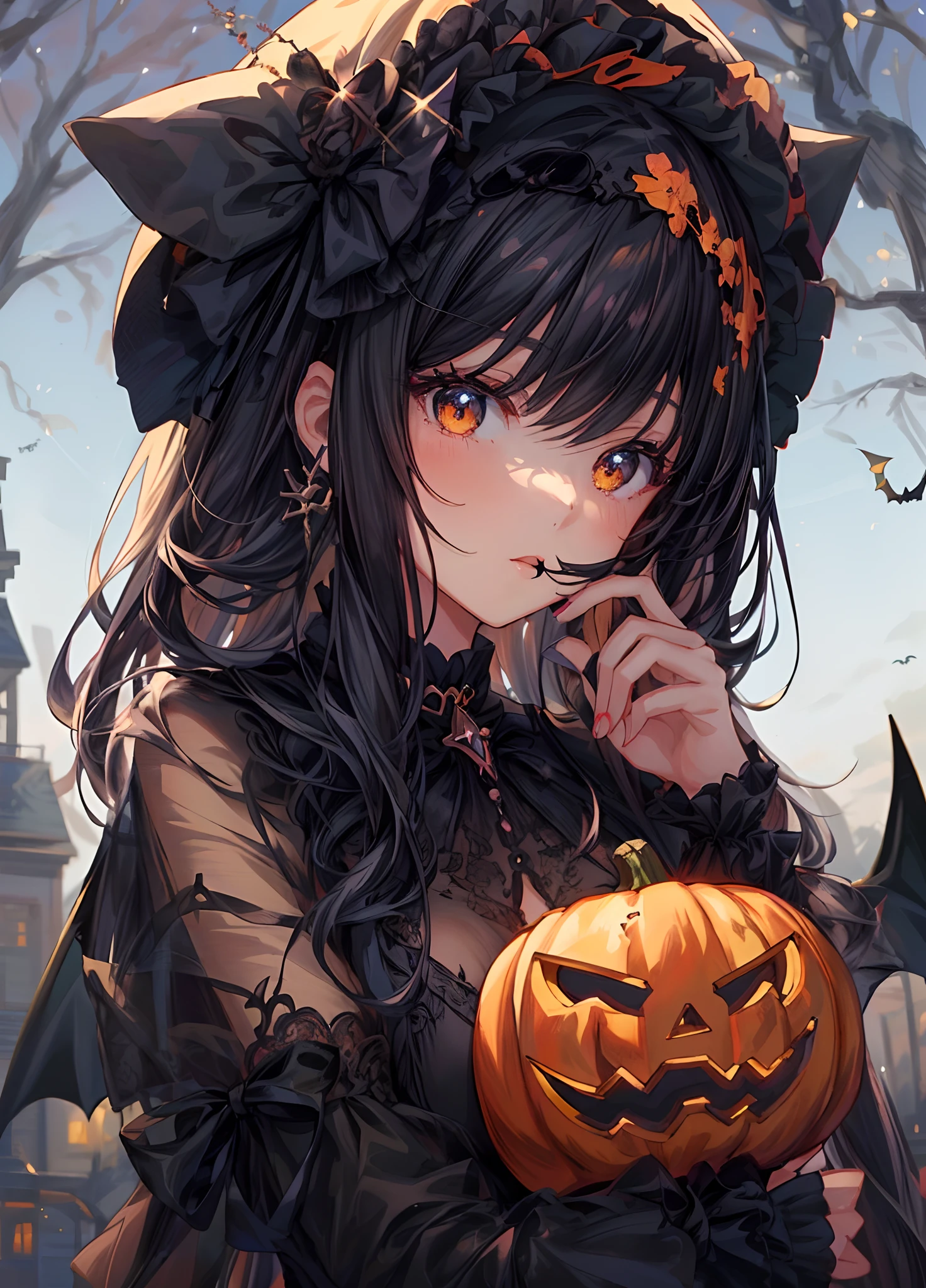 anime girl in a witch costume holding a pumpkin, anime girl with cat ears, 🍂 cute, anime visual of a cute girl, cute anime girl, (anime girl), demon anime girl, anime girl wearing a black dress, halloween art style, gothic maiden anime girl, in a halloween style, girl with cat ears, anime girl, anime picture, an anime girl
