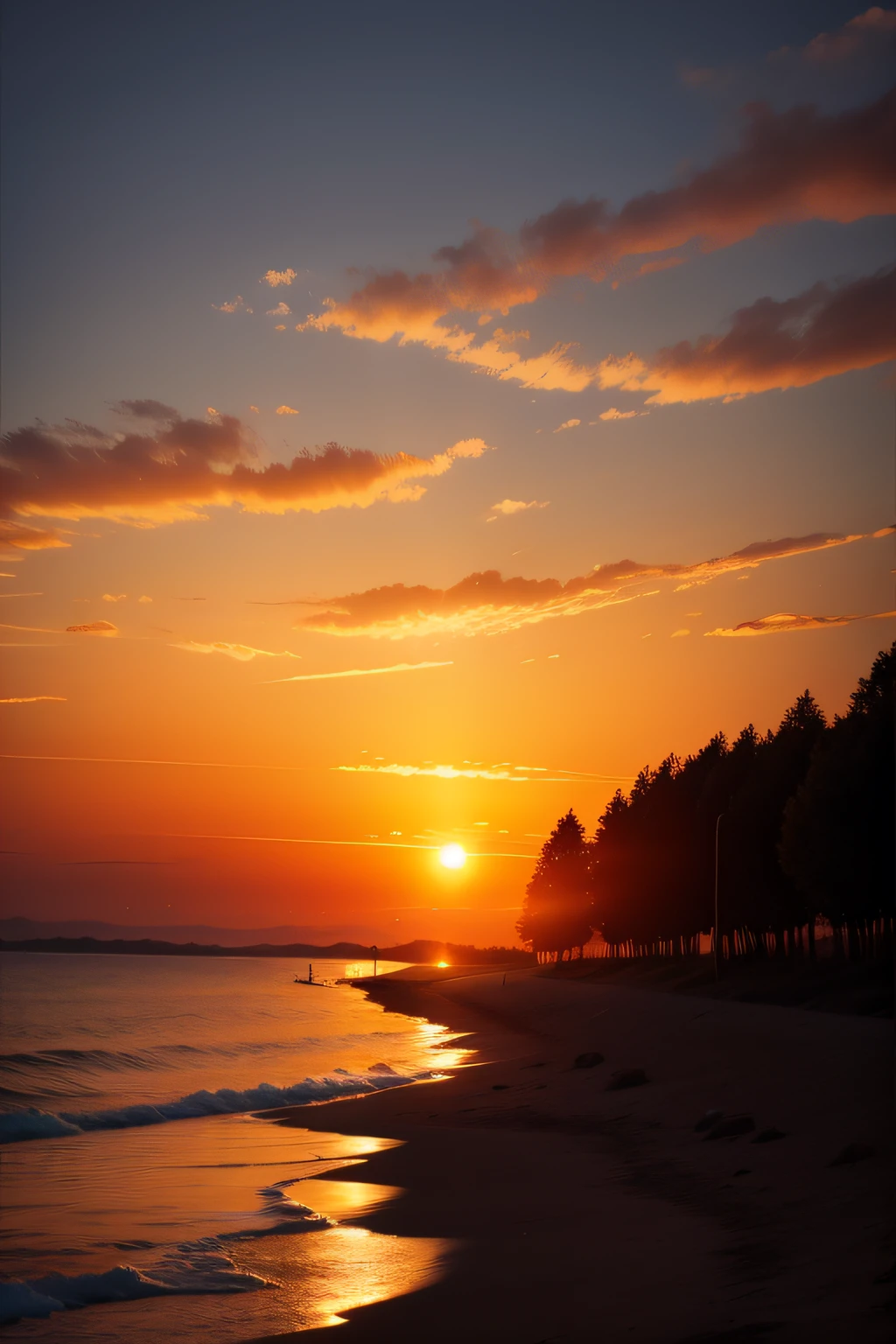 the setting sun