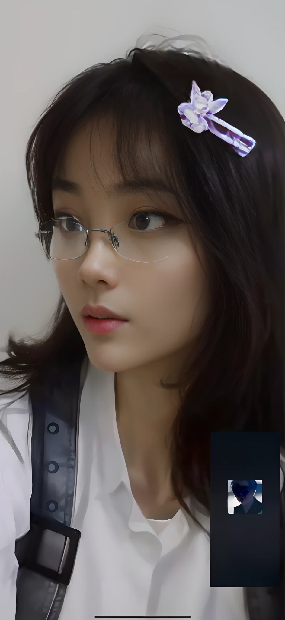 a close up of a woman wearing glasses and a white shirt, yanjun cheng, nft portrait, lofi portrait, Kim Tae-joon, inspired by Yanjun Cheng, headshot profile picture, Korean symmetrical face, jaeyeon nam, inspirado por Kim Jeong-hui, large round glasses, single realistic face, halfbody headshot, hito steyerl