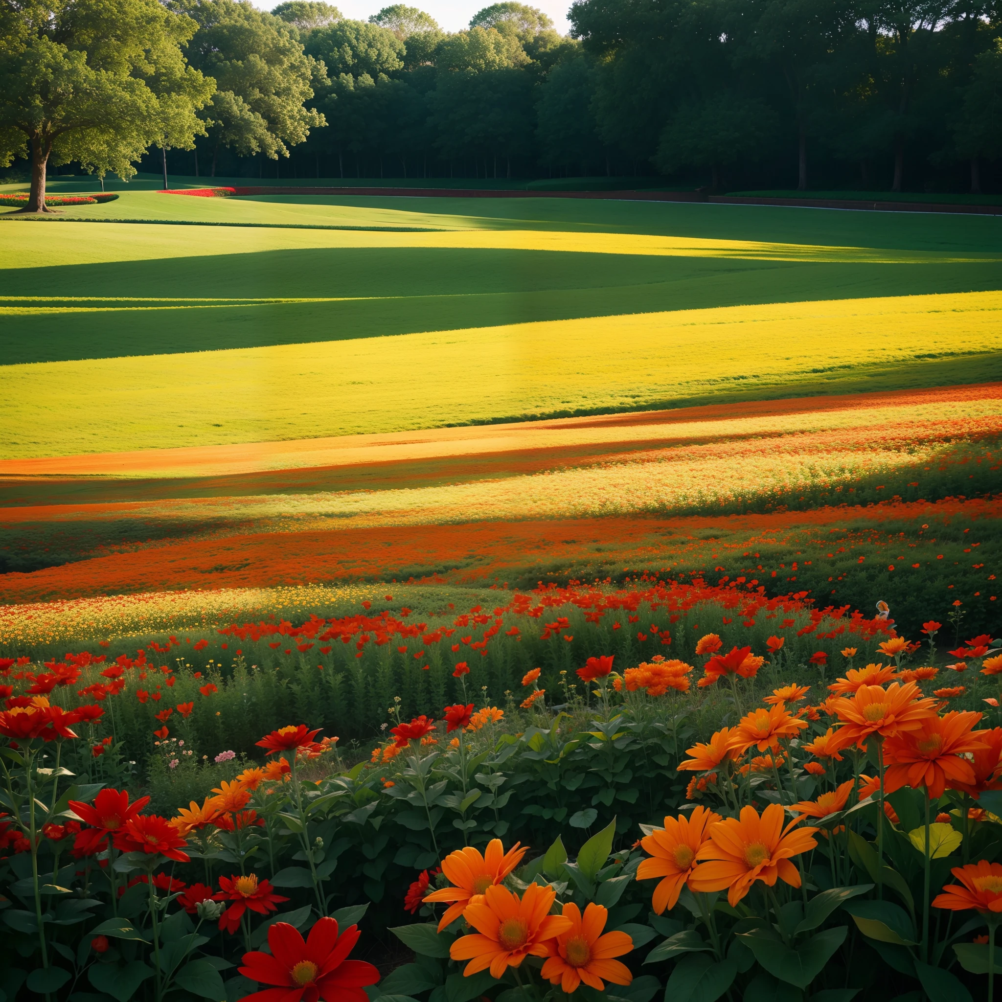 Large expanses of flowers