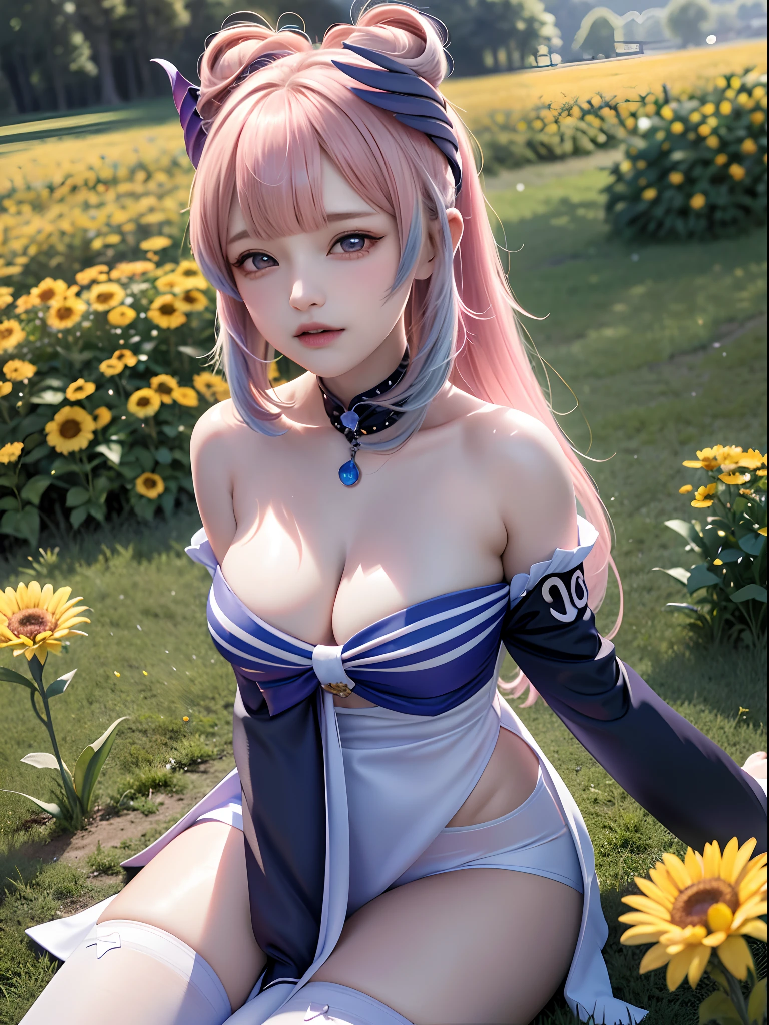 ultra high res, (photorealistic:1.4), raw photo,16K, (solo,1girl,loli:1.2), Flower field, flower, butterfly, kokomidef, kokomirnd,