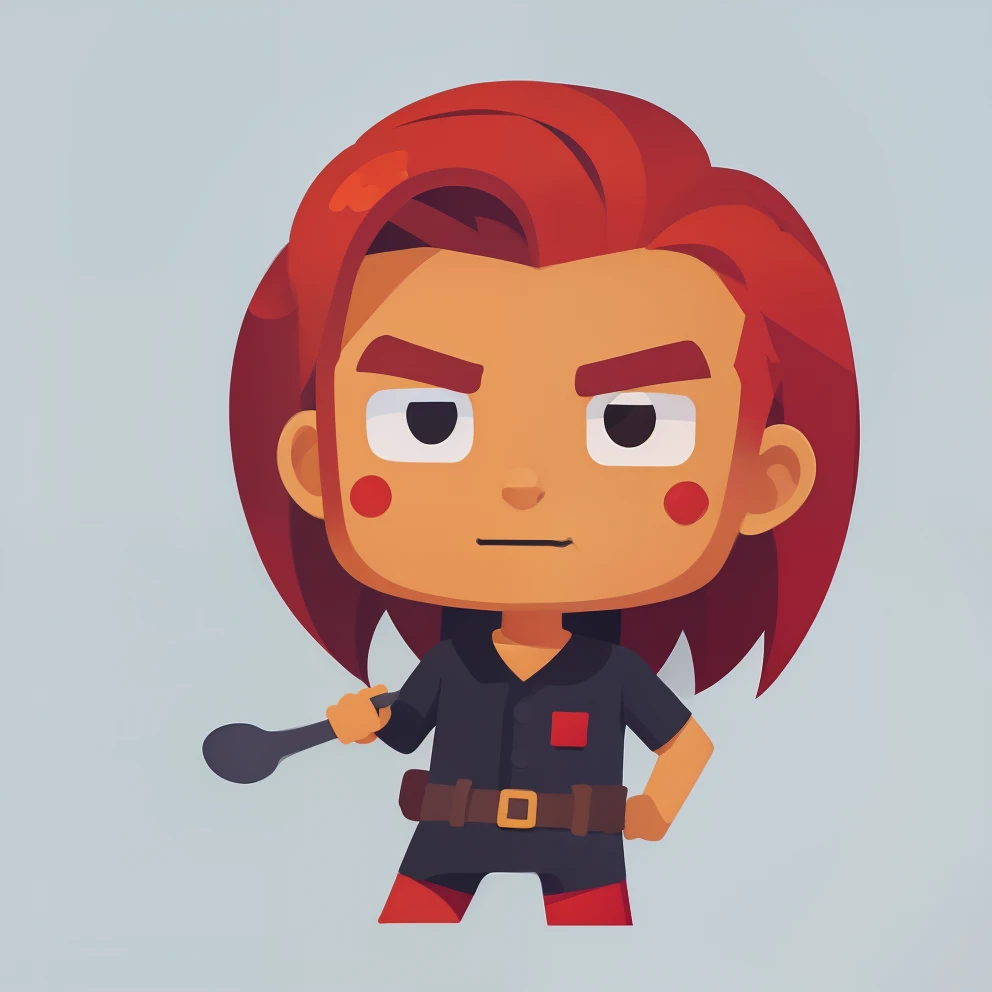 quadratic element，cartoony，handpainted，stickfigure，little man，full bodyesbian，red tinted hair，male people，Fork waist action