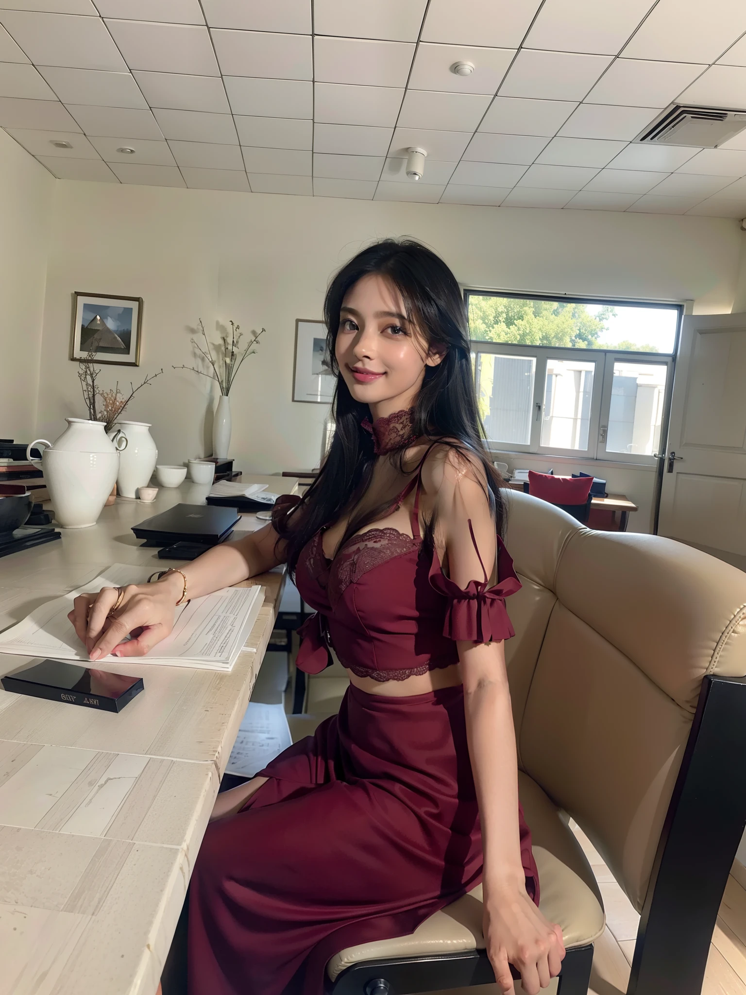 best quality, masterpiece, photo realistic, intricate details, raw photo, photon rendering, octane render, absurdres, ultra detailed, detailed face, detailed skin, trending on artstation, 8k masterpiece, cinematic lighting, ( (1girl)),((solo)),((looking_at_viewer)),trending on cg society,plasticien,((black long hair)),((beautiful woman)),(Smile),sexy lingerie, lingerie, underwear, bra,((Egyptian pyramid)),((sexy)),wind blowing hair, ((flowing hair)),happy,fashion magazine,