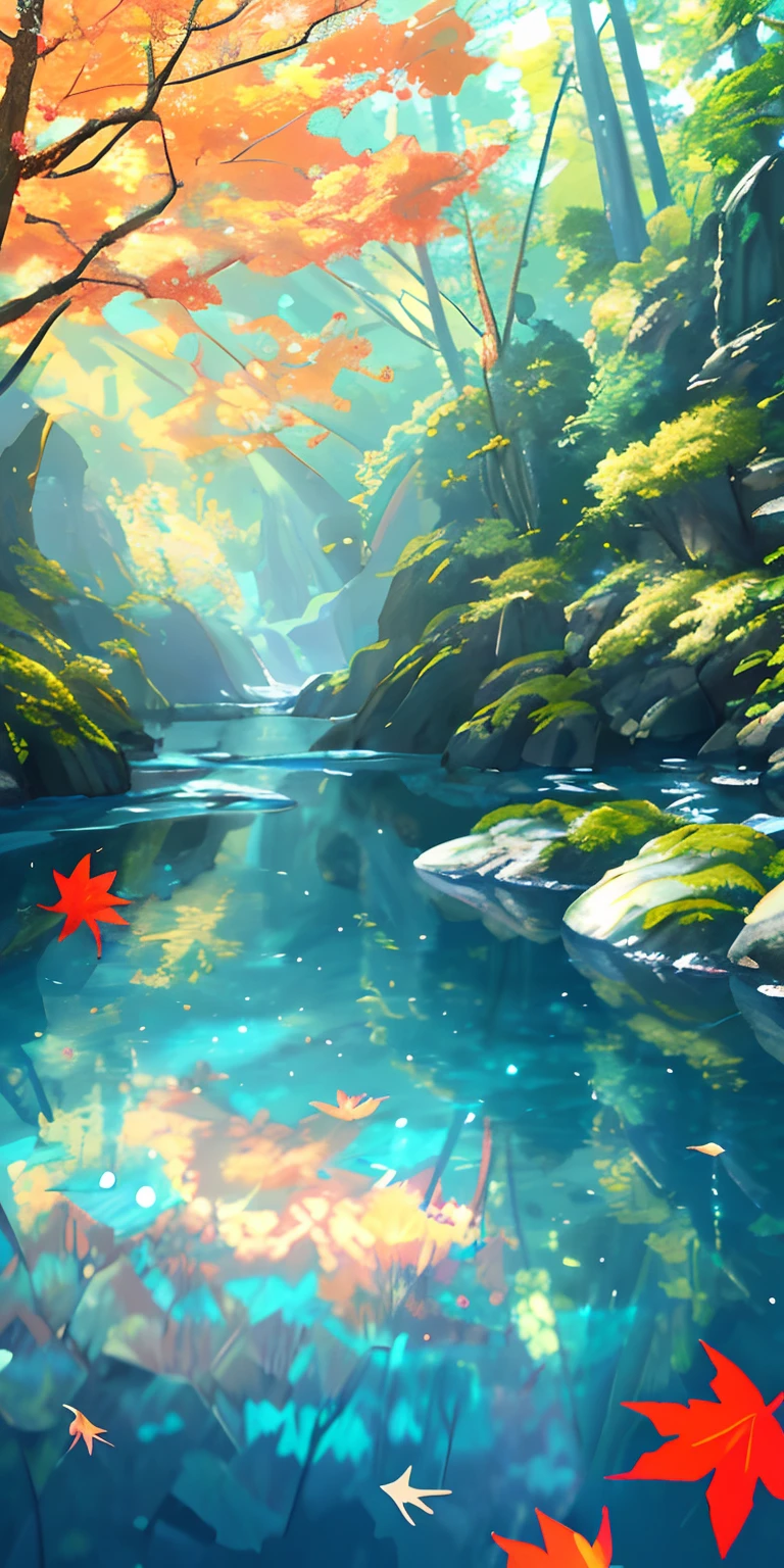 tmasterpiece,best qualtiy,Very detailed CG unity 8k wallpaper,Most Best Illustration,best shadow,naturey,Blue sea,Delicate leaves of various colors fall in the light of the air,trace,ultra-detailliert --v6