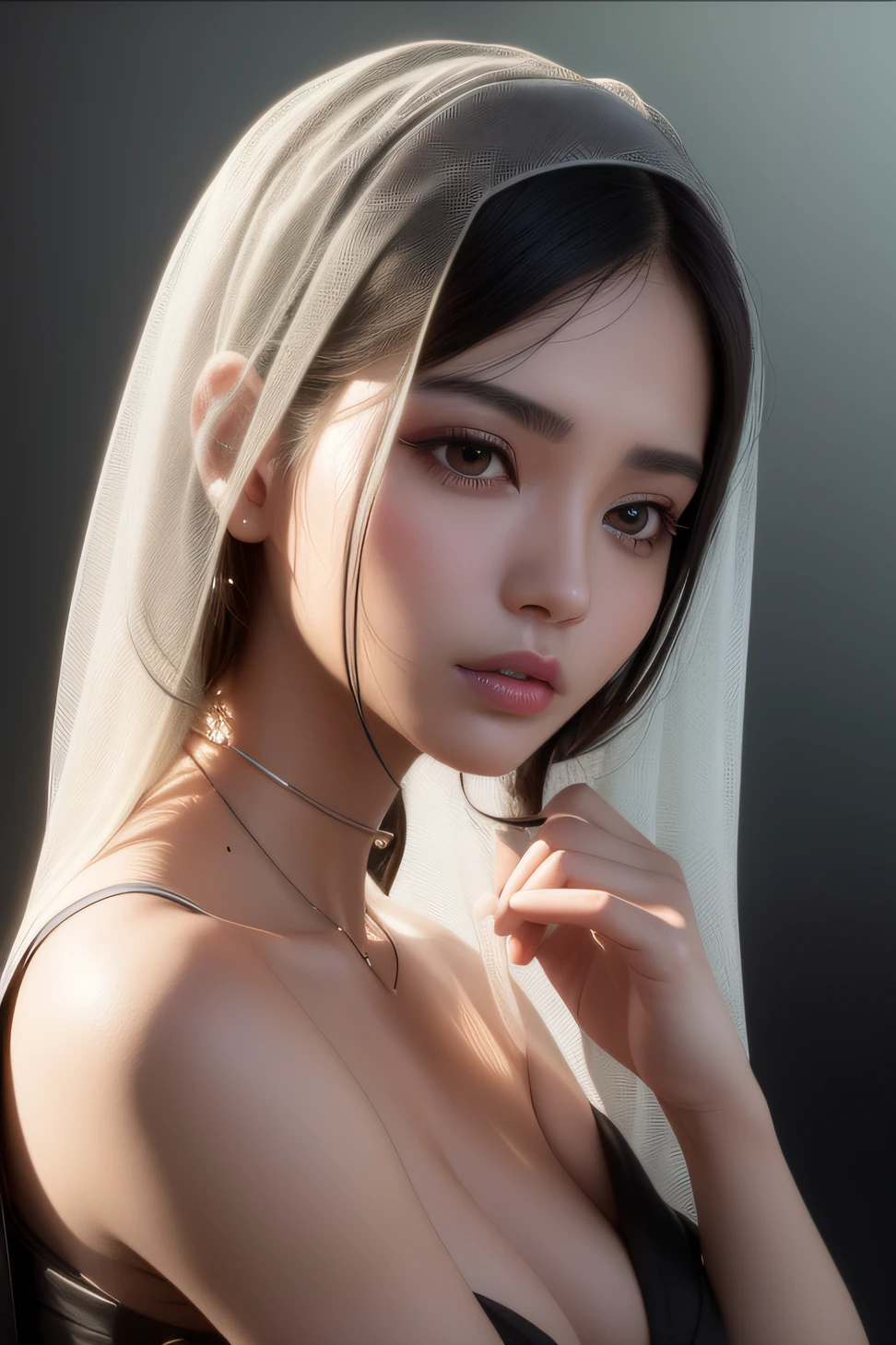masterpiece, ultra fine photos, top-quality, 超A high resolution,stunningly beautiful,delicated face, vibrant eyes, (from side view), She wears a suit, Very detailed office background, A detailed face, Detailed and complex busy background, Messy and gorgeous, milkyW, High detail skin, realistic skin detail、Visible Pore、foco nítido、volumetric fog、8K UHD、dslr camera、hightquality、film grains、fair white skin、photorealisim、Lomography、semi transparent、The upper part of the body