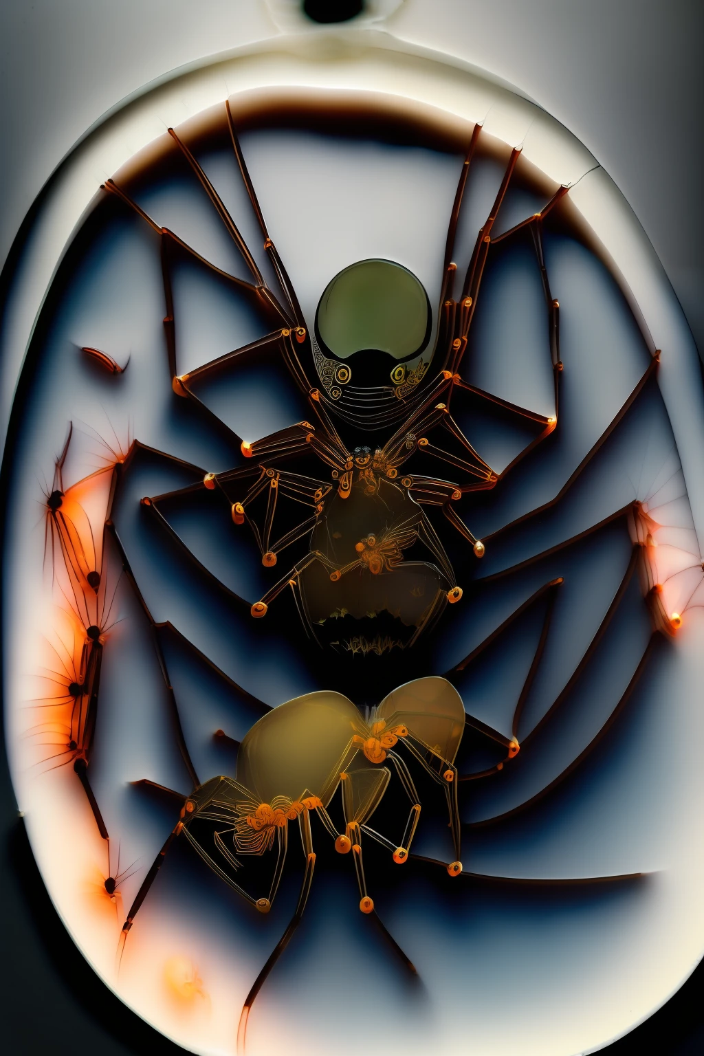 (masterpiece:1.3), (girl sitting in transparent spider abdomen:1.5), (dark cave, dark background:1.4), fluorescent, intricate, full body,surreal,breathtaking,incredible,(best quality),(ultra-detailed, high resolution, extremely detailed),yuzu,1 girl,red eye,bj_Devil_angel,1girl,full body,Chinese ink painting,