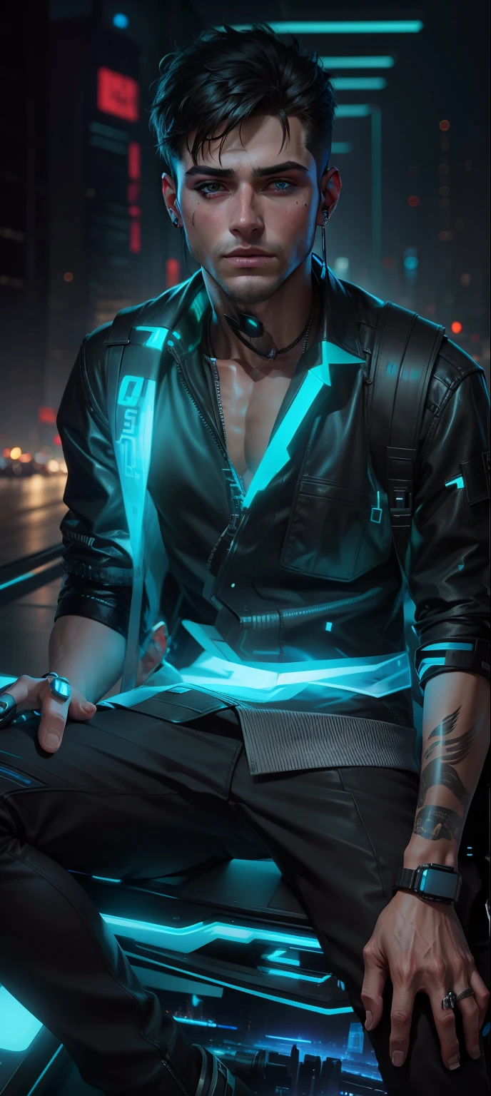 Change background cyberpunk handsome boy, realistic face,8k ultra realistic