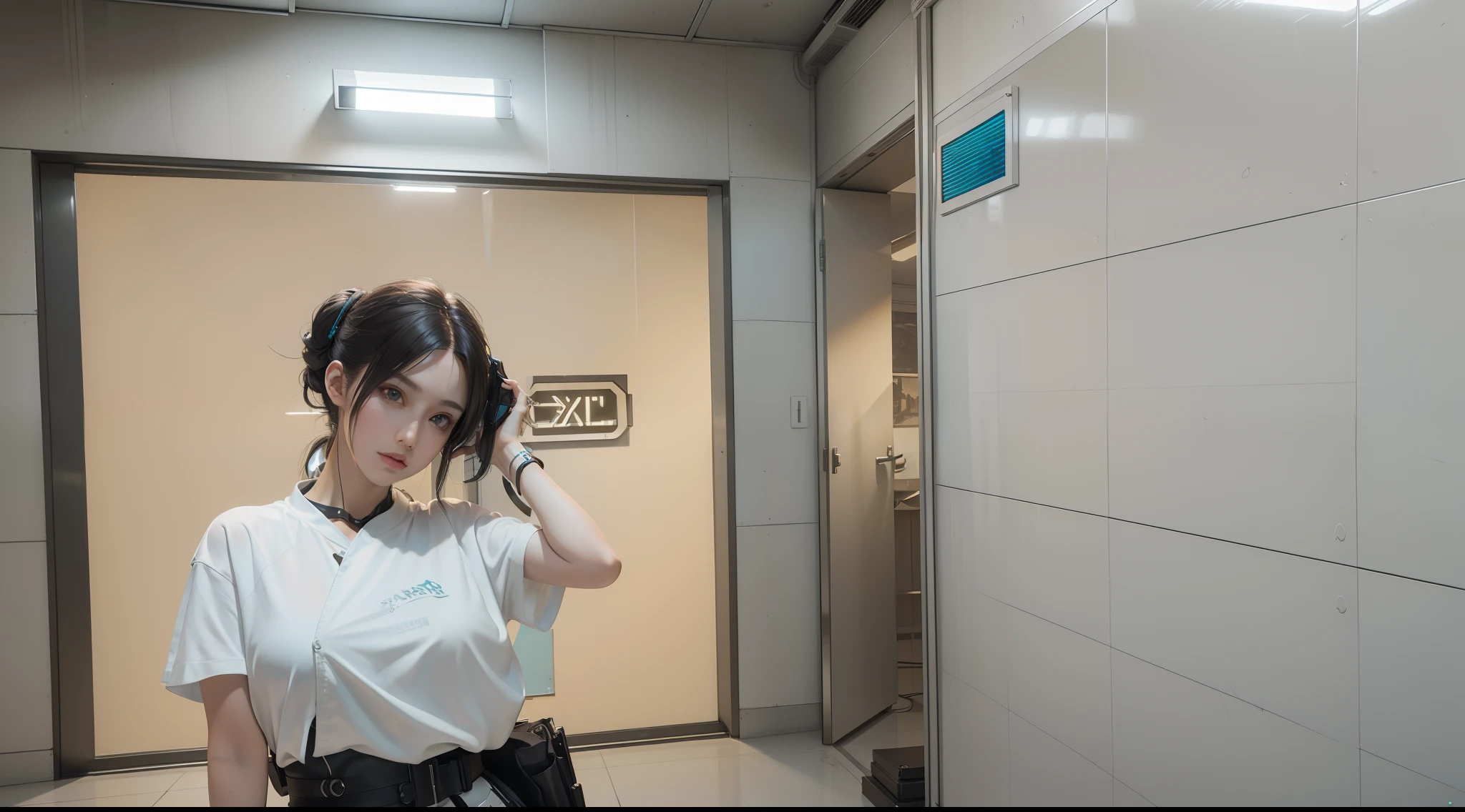((Best quality)), ((masterpiece)), (detailed:1.4), 3D, an image of a beautiful cyberpunk female,HDR (High Dynamic Range),Ray Tracing,NVIDIA RTX,Super-Resolution,Unreal 5,Subsurface scattering,PBR Texturing,Post-processing,Anisotropic Filtering,Depth-of-field,Maximum clarity and sharpness,Multi-layered textures,Albedo and Specular maps,Surface shading,Accurate simulation of light-material interaction,Perfect proportions,Octane Render,Two-tone lighting,Wide aperture,Low ISO,White balance,Rule of thirds,8K RAW,