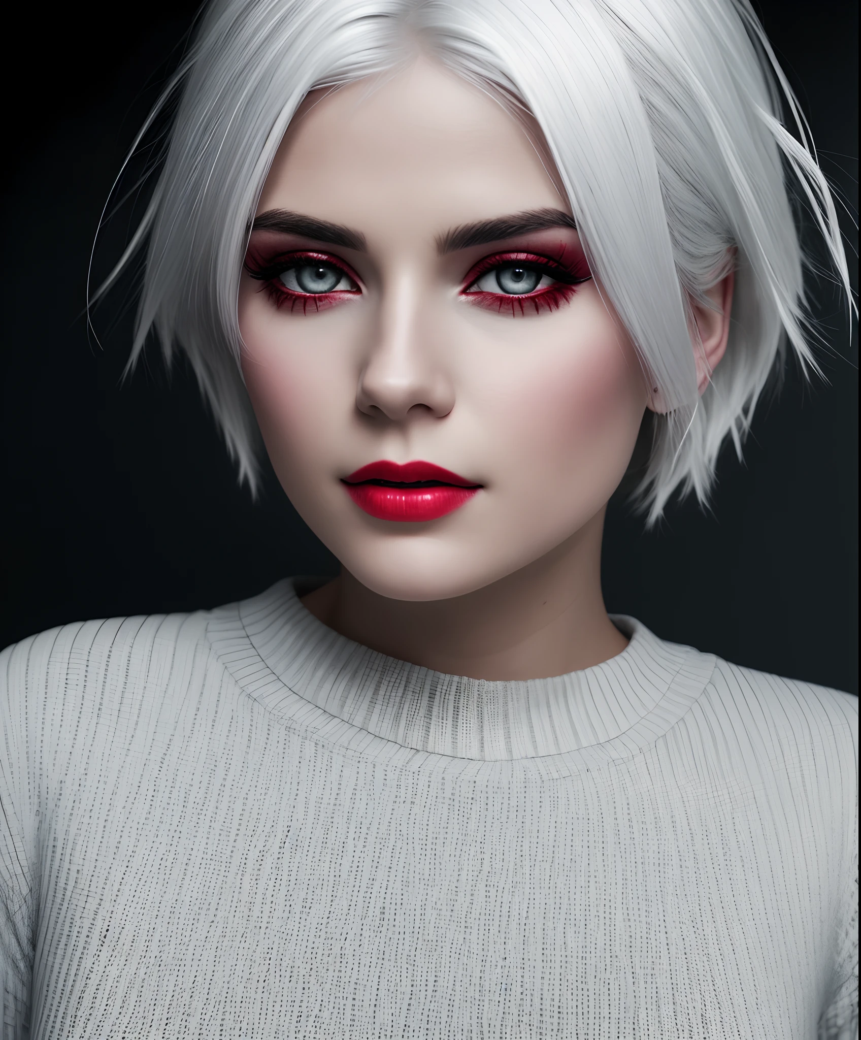 White hair and red eyes