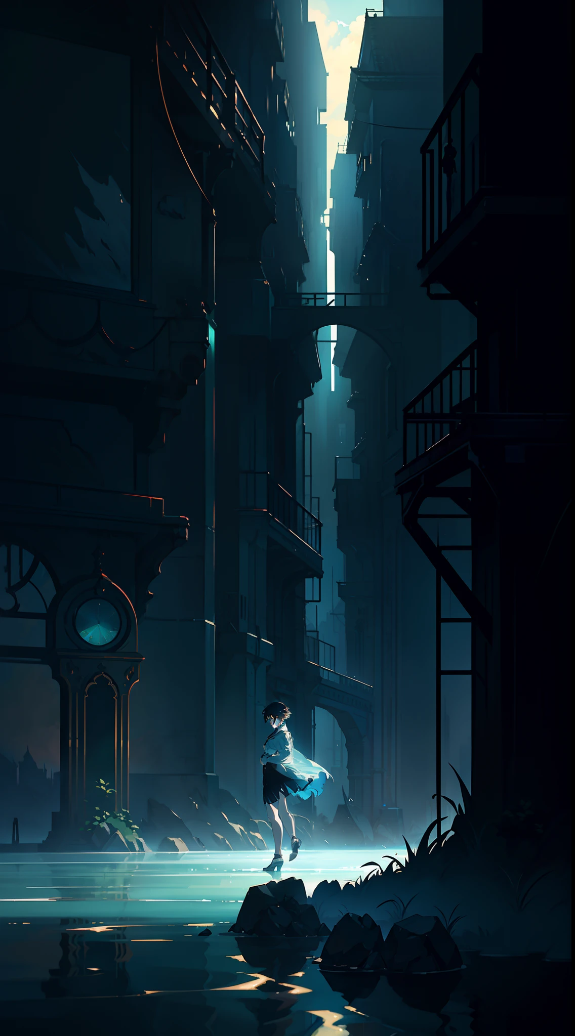 painting of a woman floating in the water, romanticism lain, cinematic lain fractal lain, studio glibly makoto shinkai, anime. by makoto shinkai, brave. by makoto shinkai, style of makoto shinkai, ( ( makoto shinkai ) ), by Makoto Shinkai, by makoto shinkai