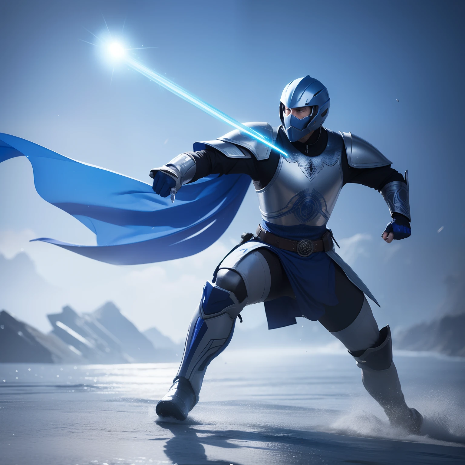 Man throwing blue irredentist blue balls, concept art, 4k