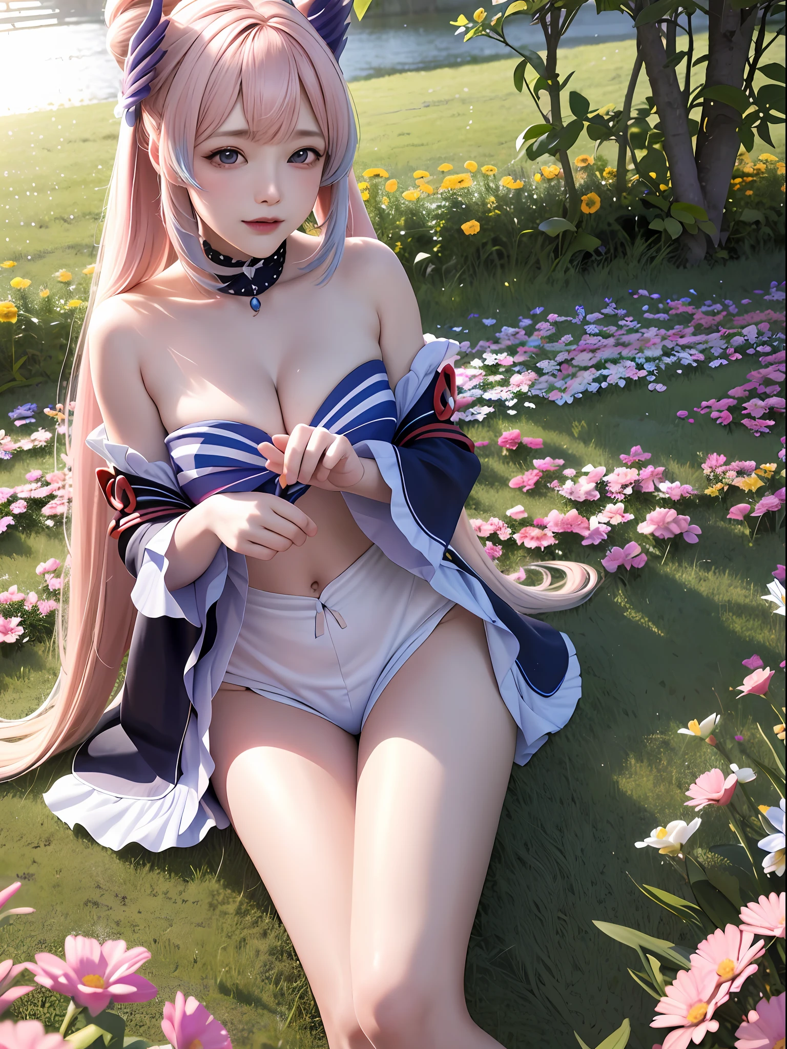 ultra high res, (photorealistic:1.4), raw photo,16K, (solo,1girl,loli:1.2), Flower field, flower, butterfly, kokomidef, kokomirnd,